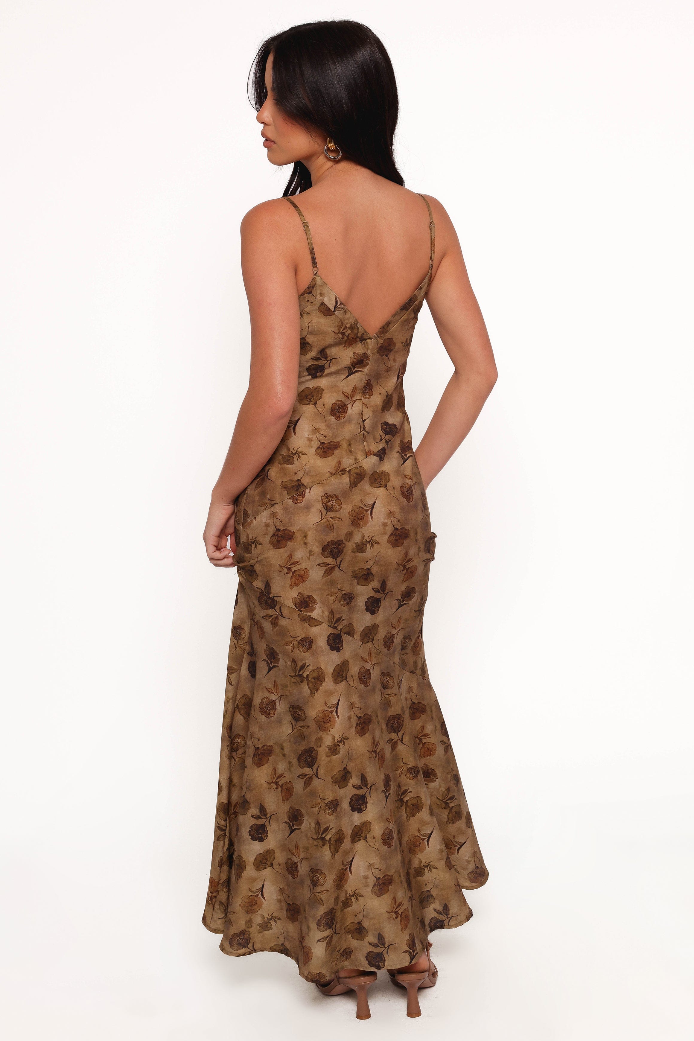 Petal and Pup USA DRESSES Fia Midi Dress - Tan Floral