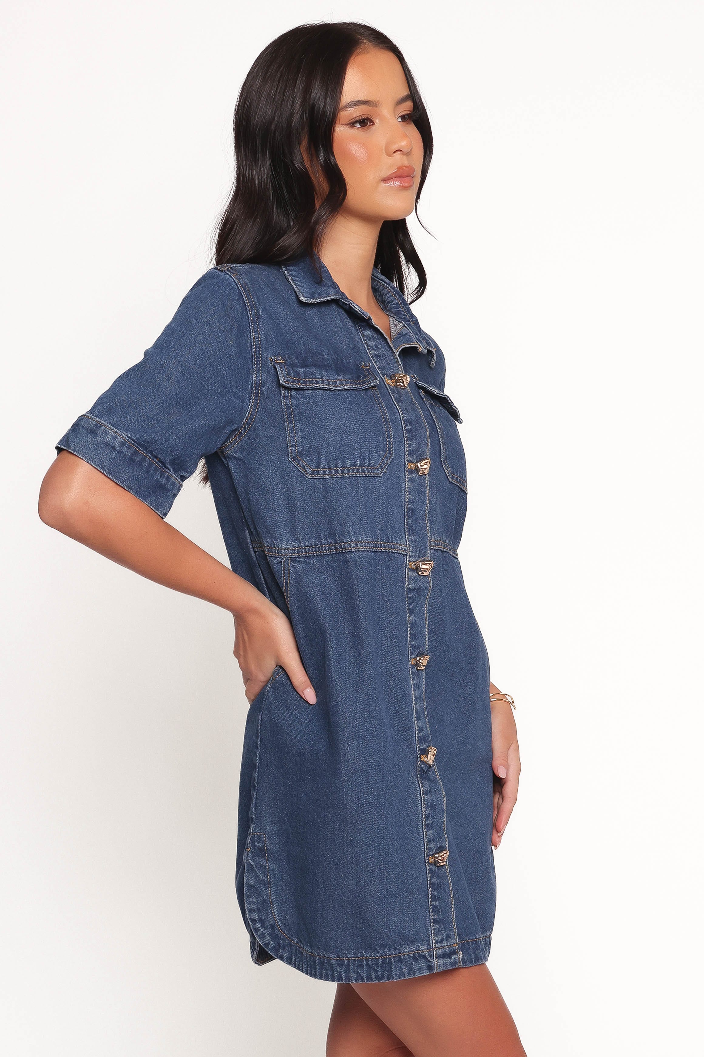 Petal and Pup USA DRESSES Fleming Shirt Mini Dress - Denim (Hold for Rack)