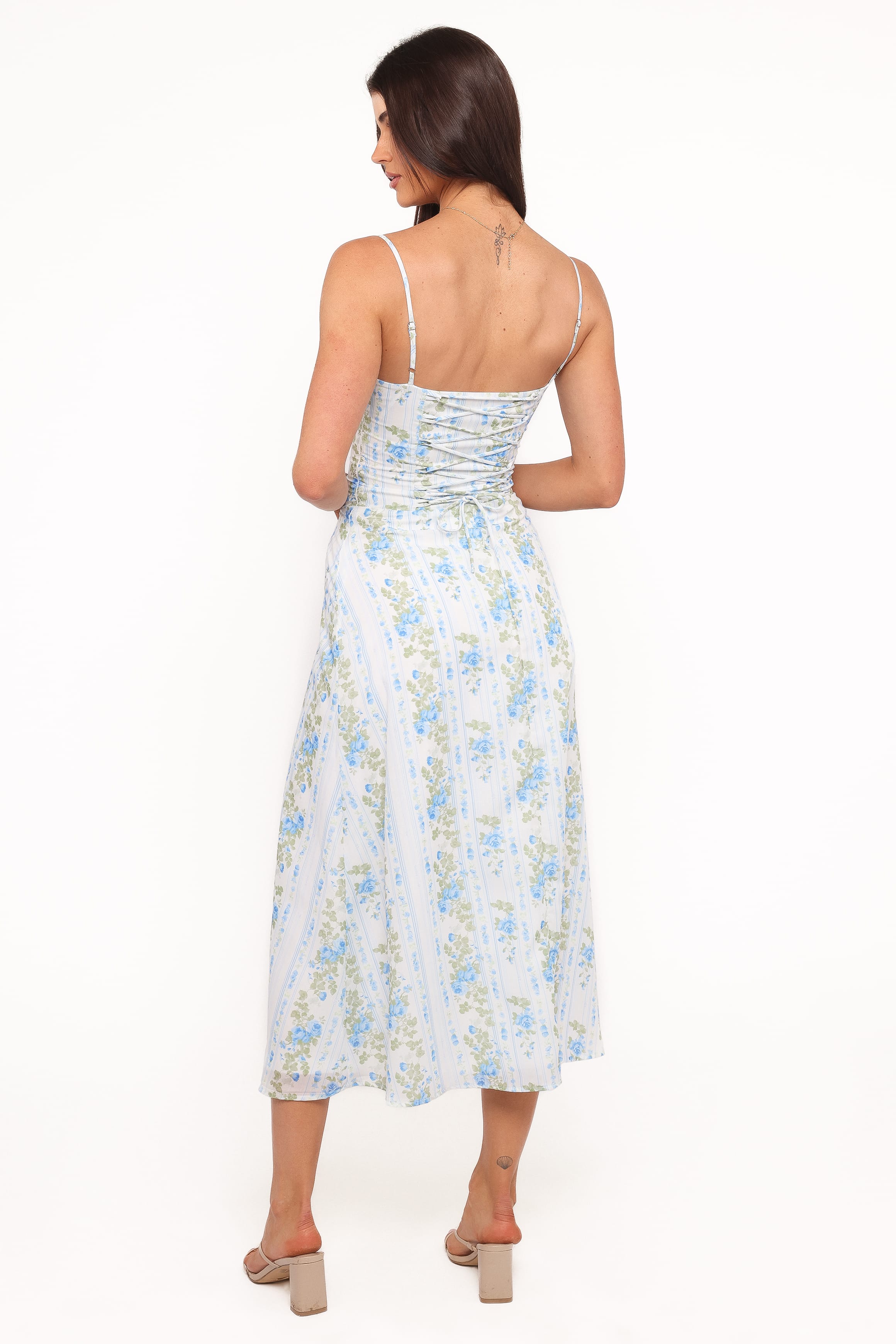 Petal and Pup USA DRESSES Florencia Midi Dress - Blue Floral