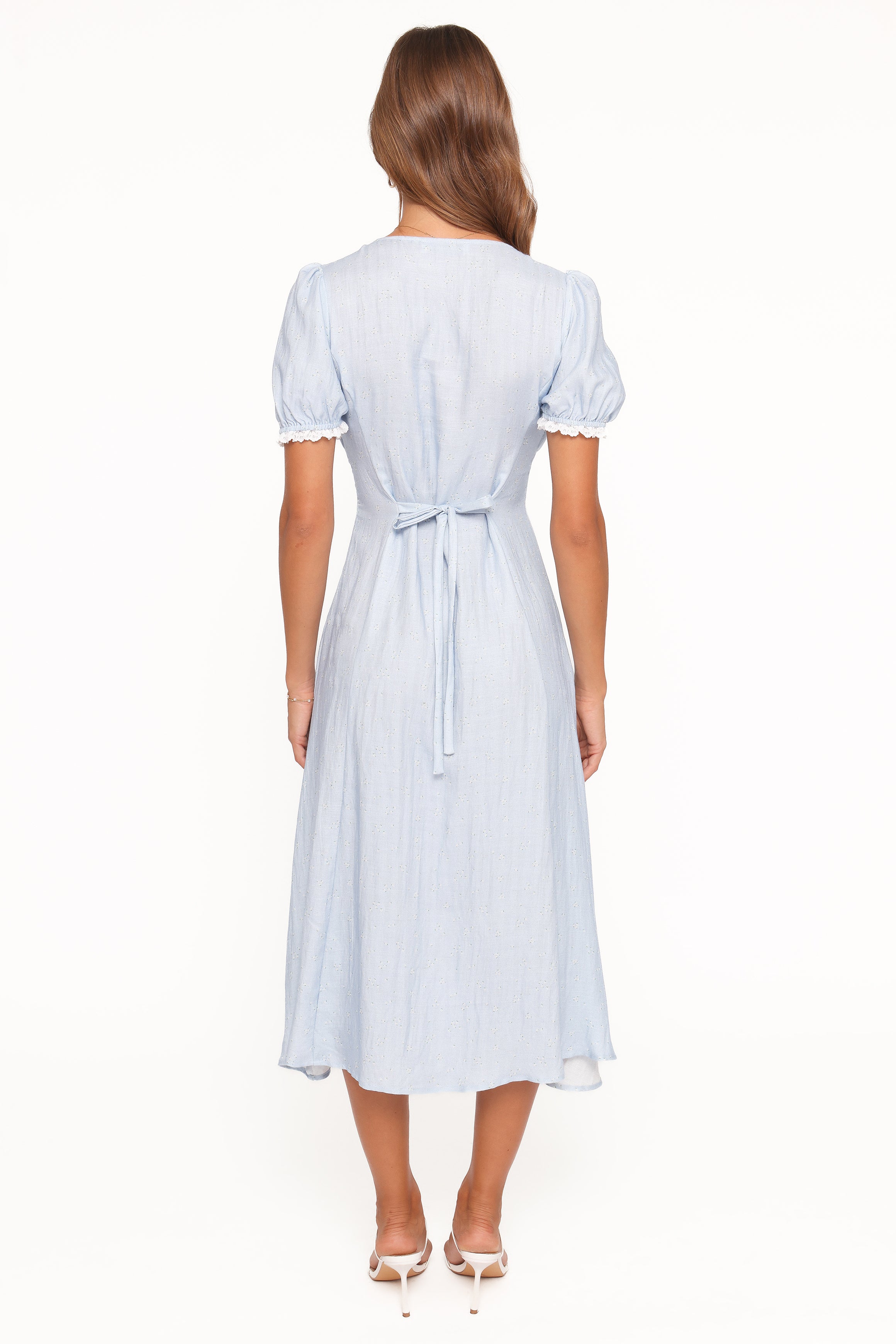 Petal and Pup USA DRESSES Francine Lace Midi Dress - Blue Ditsy Floral