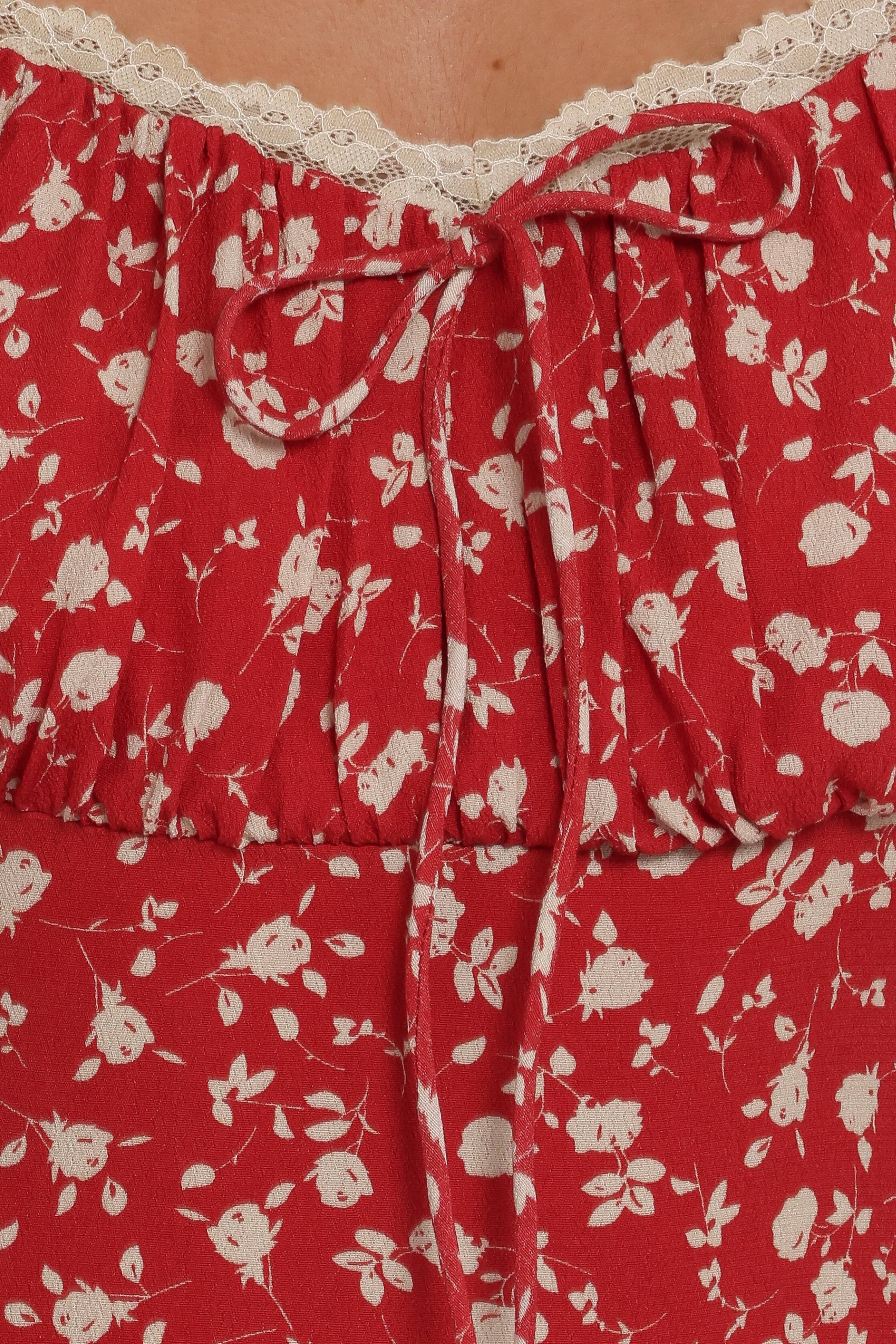 Petal and Pup USA DRESSES Francine Lace Midi Dress - Red Floral