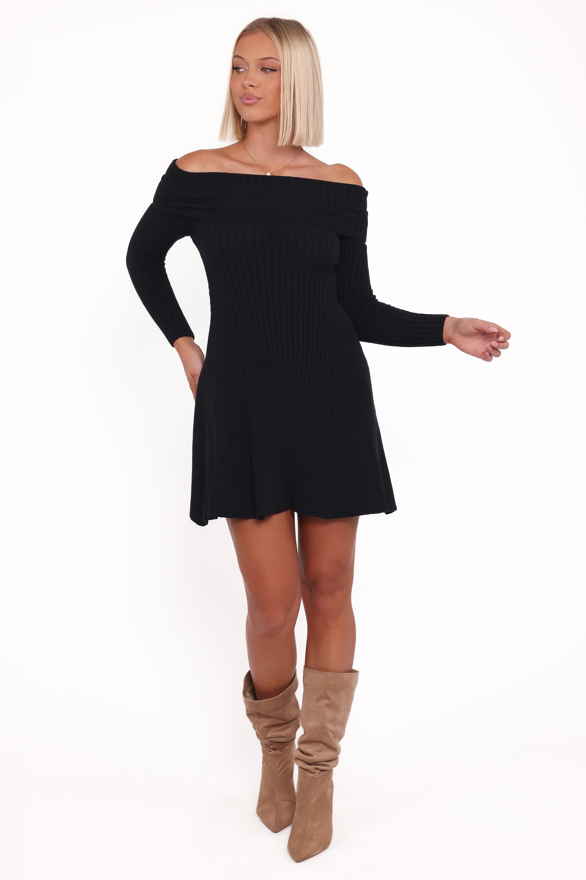 Petal and Pup USA DRESSES Francisco Long Sleeve Mini Dress - Black