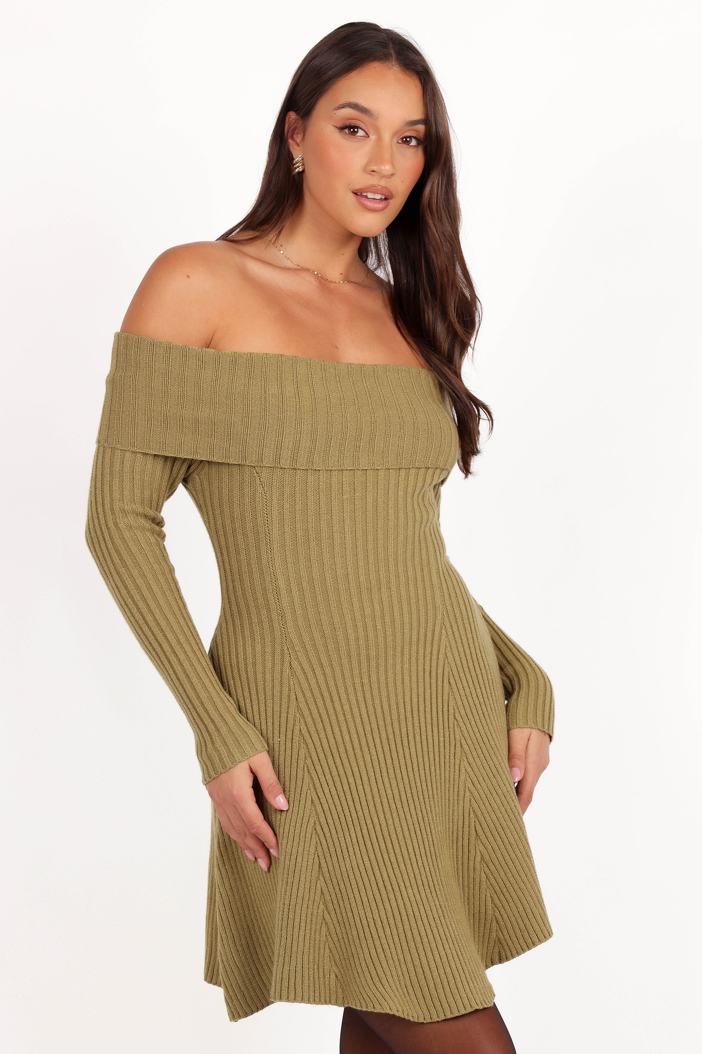 Petal and Pup USA DRESSES Francisco Long Sleeve Mini Dress - Olive