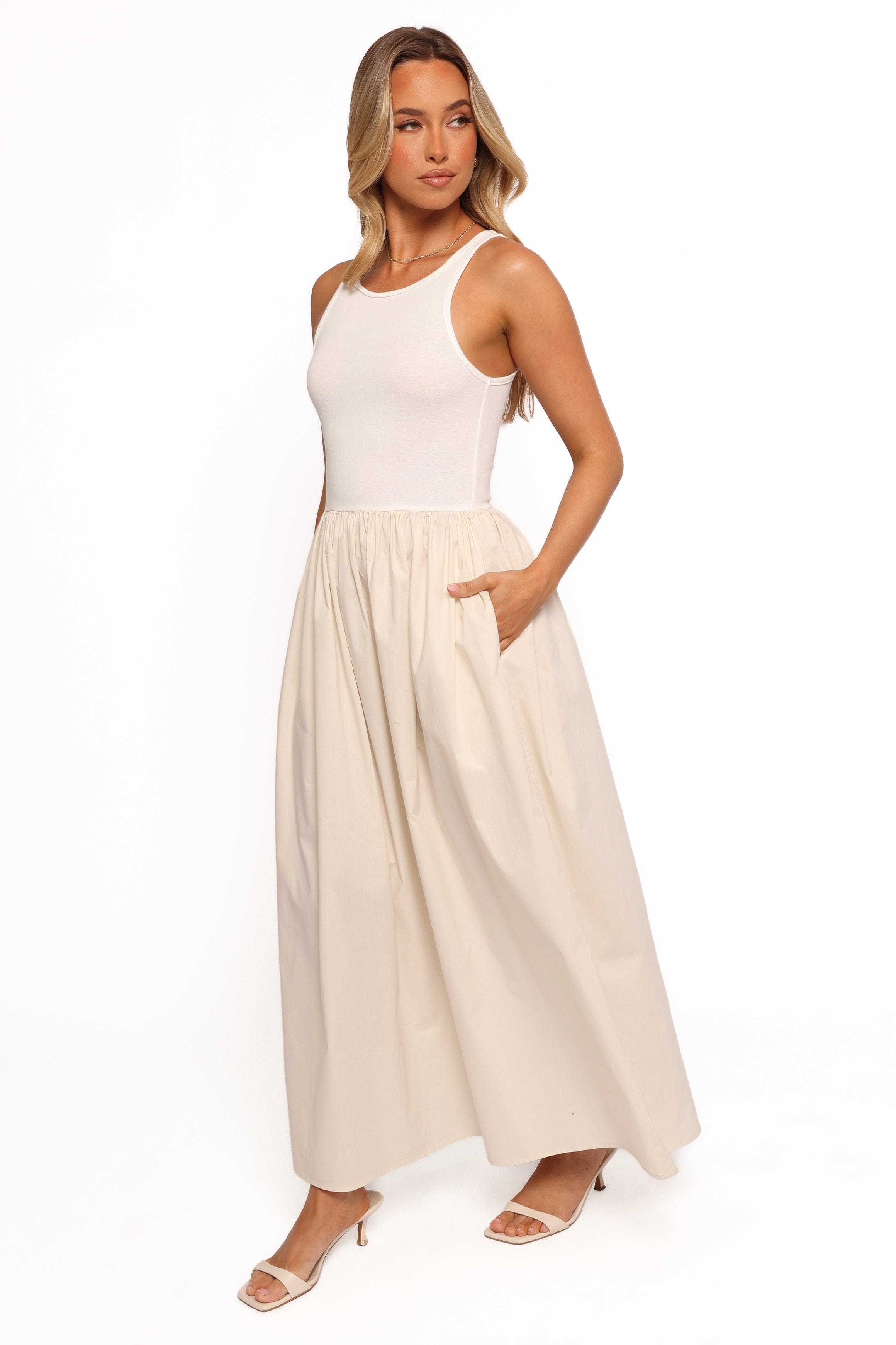Petal and Pup USA DRESSES Franki Midi Dress - White Cream