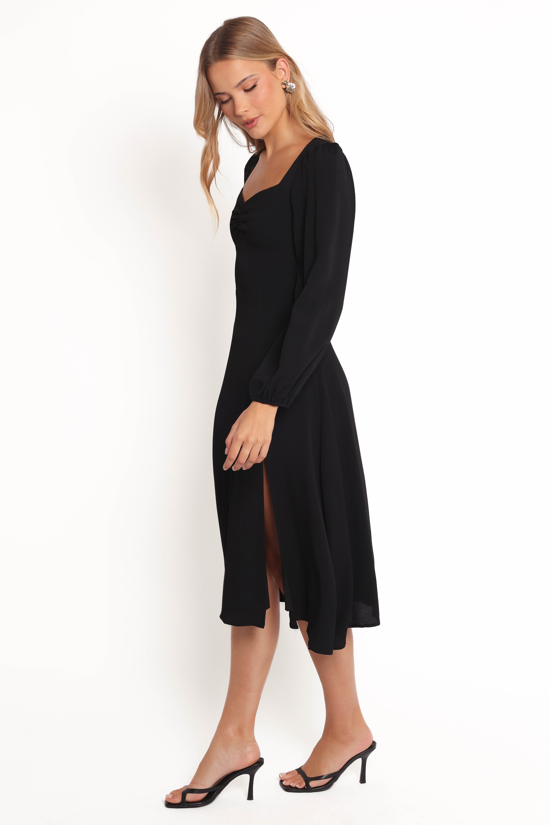 Petal and Pup USA DRESSES Franklin Long Sleeve Midi Dress - Black