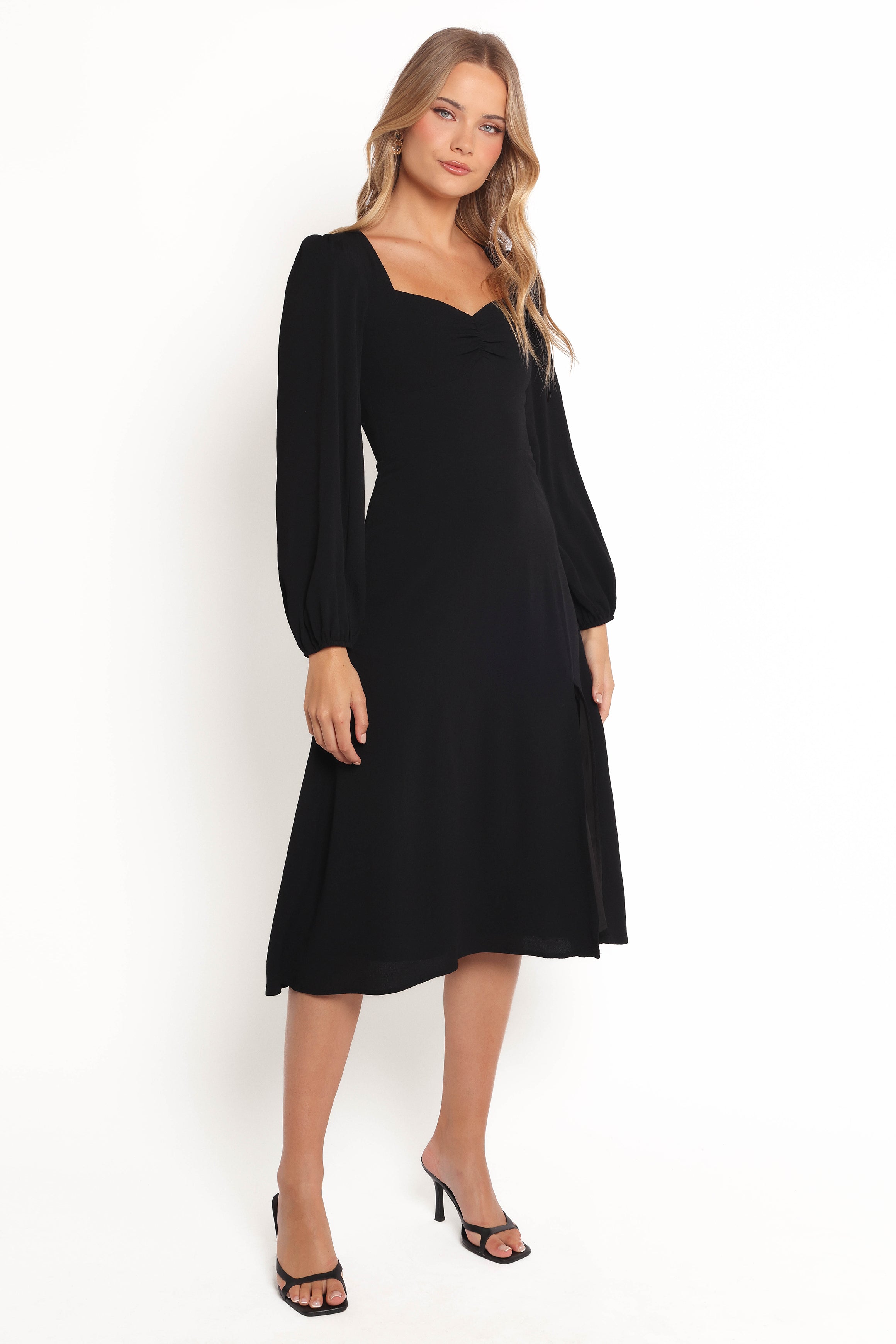 Petal and Pup USA DRESSES Franklin Long Sleeve Midi Dress - Black