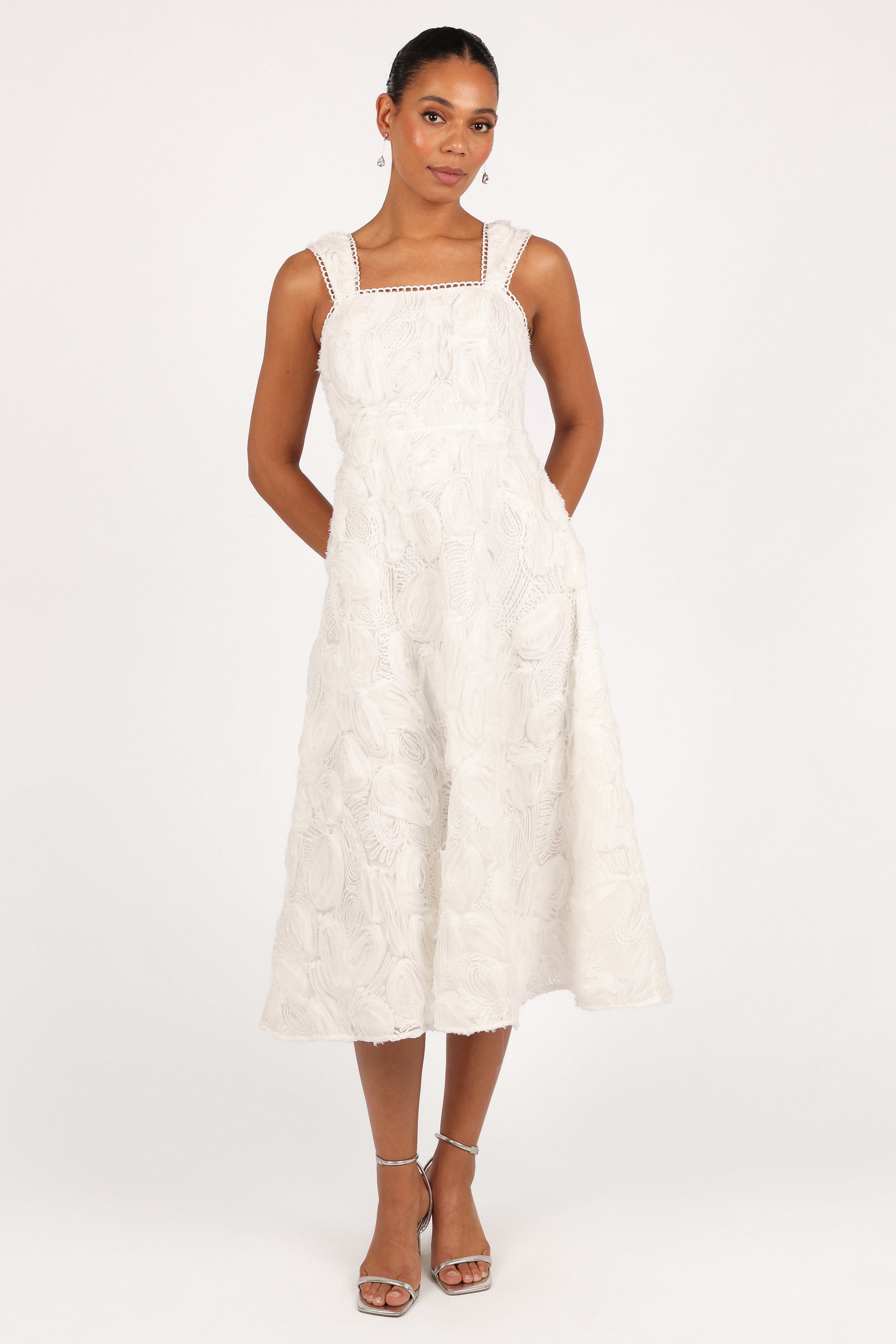 Petal and Pup USA DRESSES Gabbie Midi Dress - White