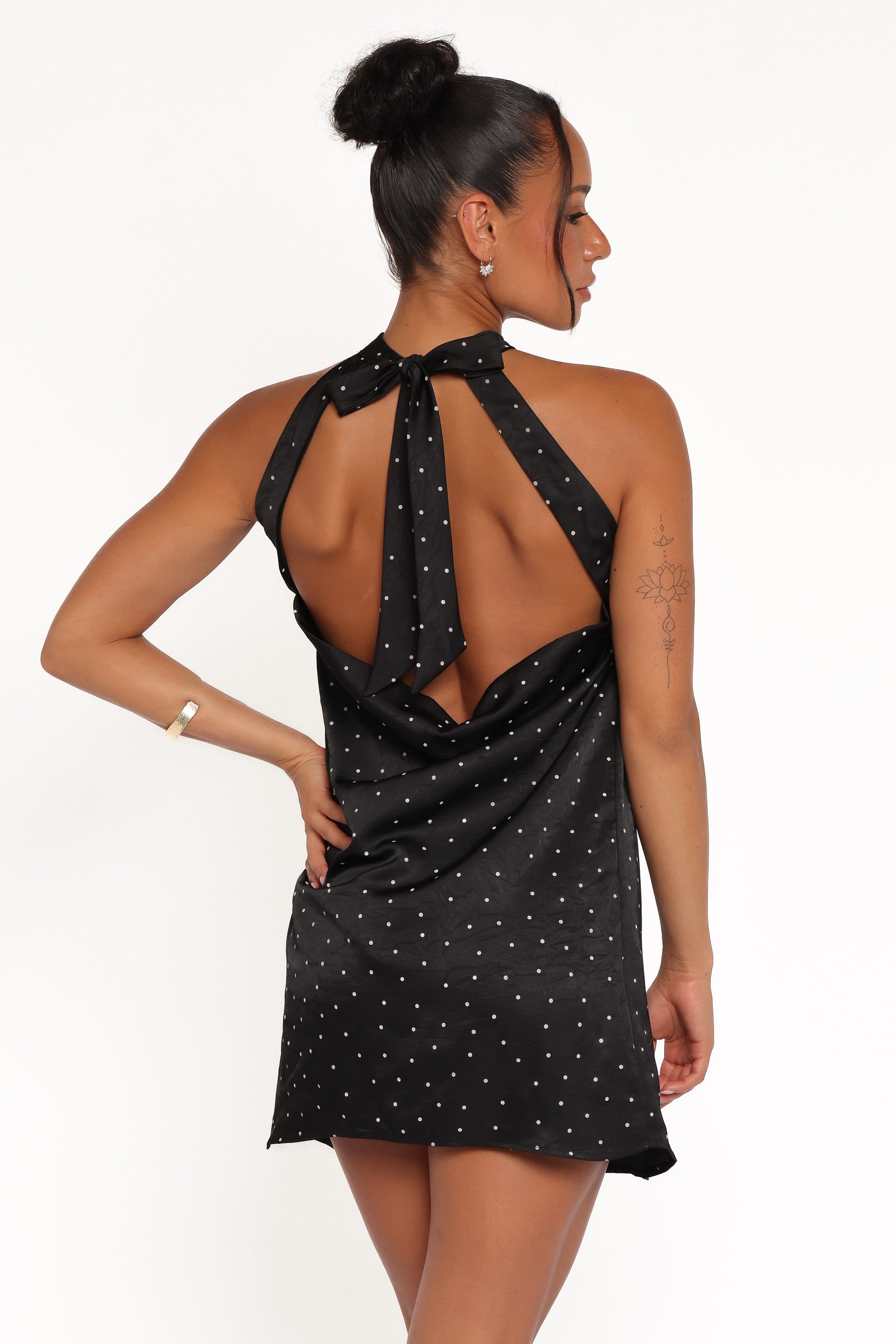 Petal and Pup USA DRESSES Gabrielle Mini Dress - Black Polka Dot