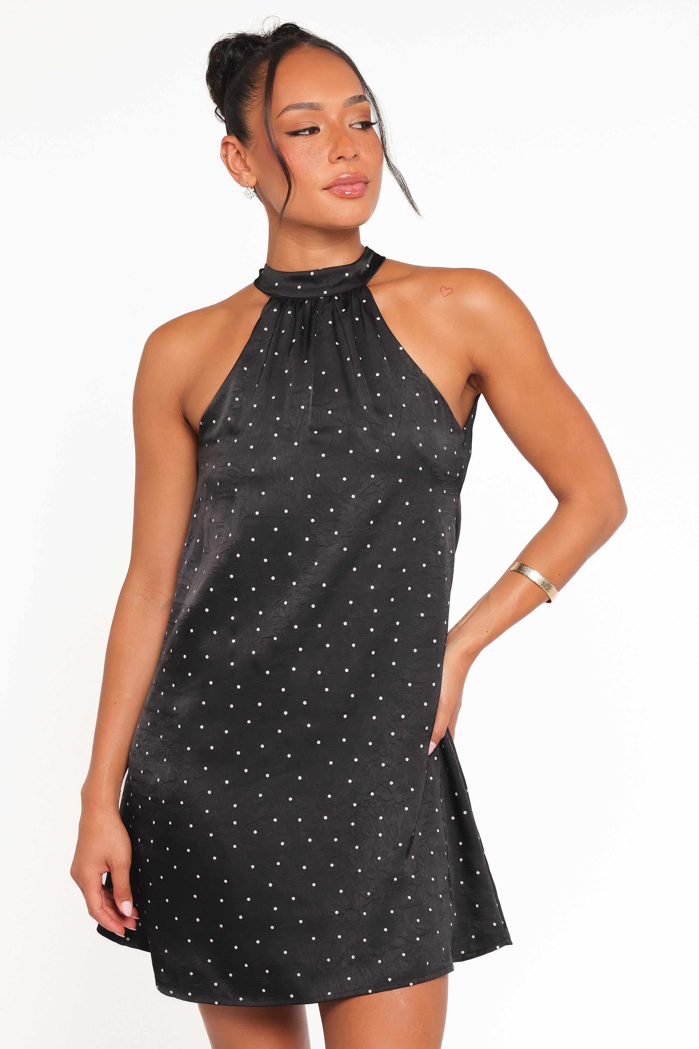 Petal and Pup USA DRESSES Gabrielle Mini Dress - Black Polka Dot