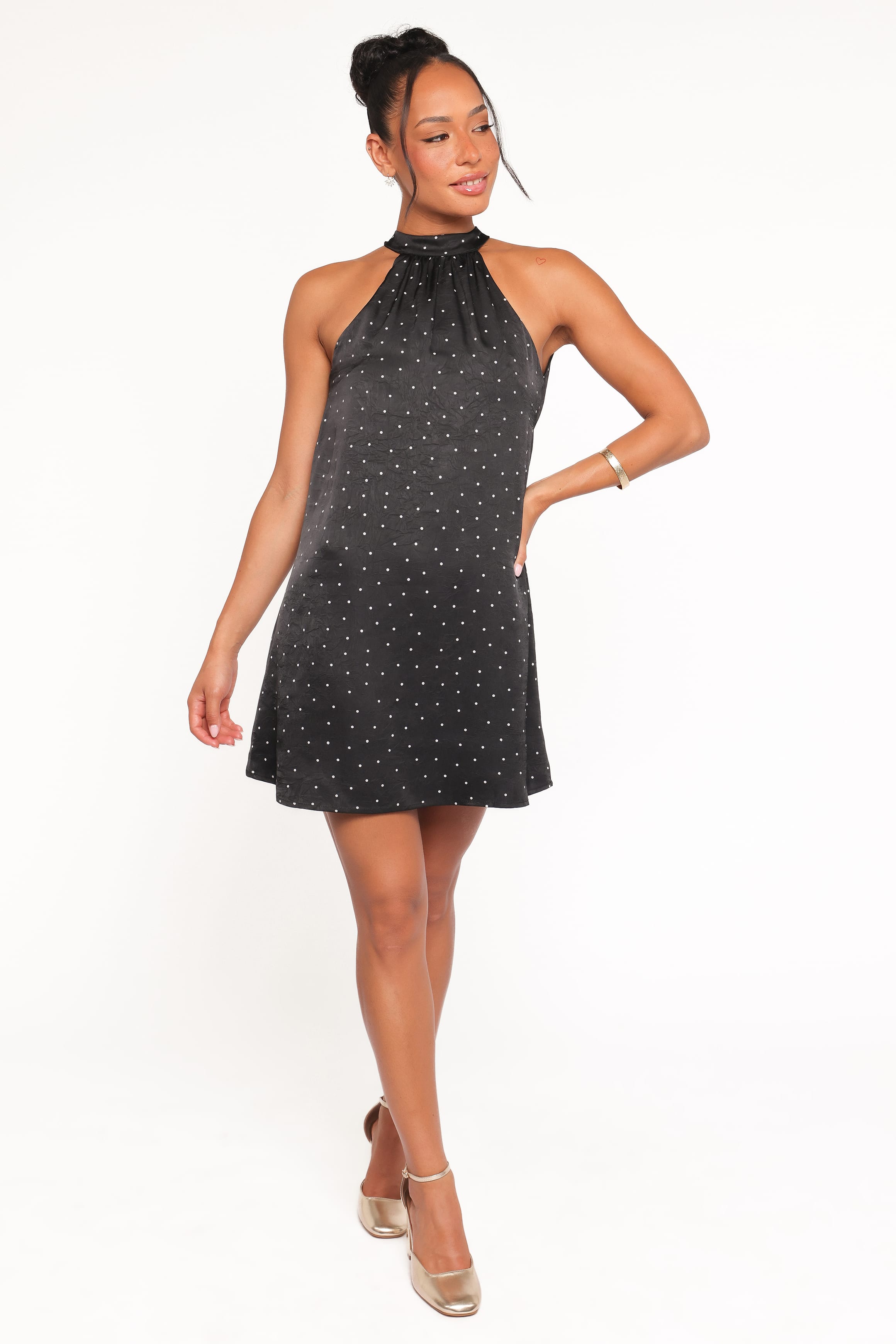 Petal and Pup USA DRESSES Gabrielle Mini Dress - Black Polka Dot