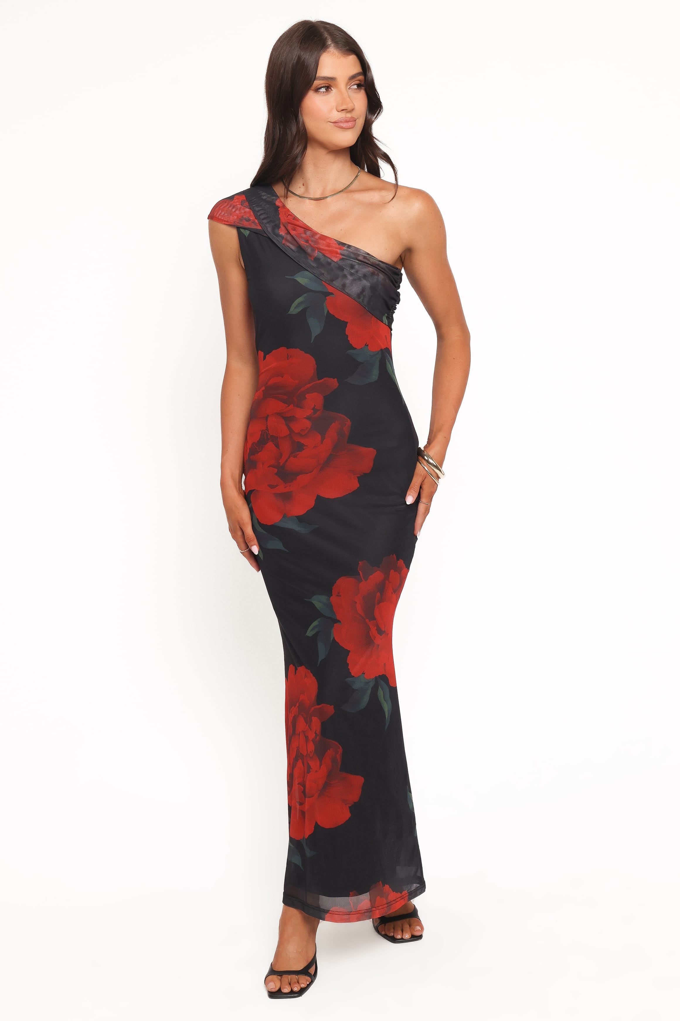 Petal and Pup USA DRESSES Gerri Off Shoulder Maxi Dress - Black Floral