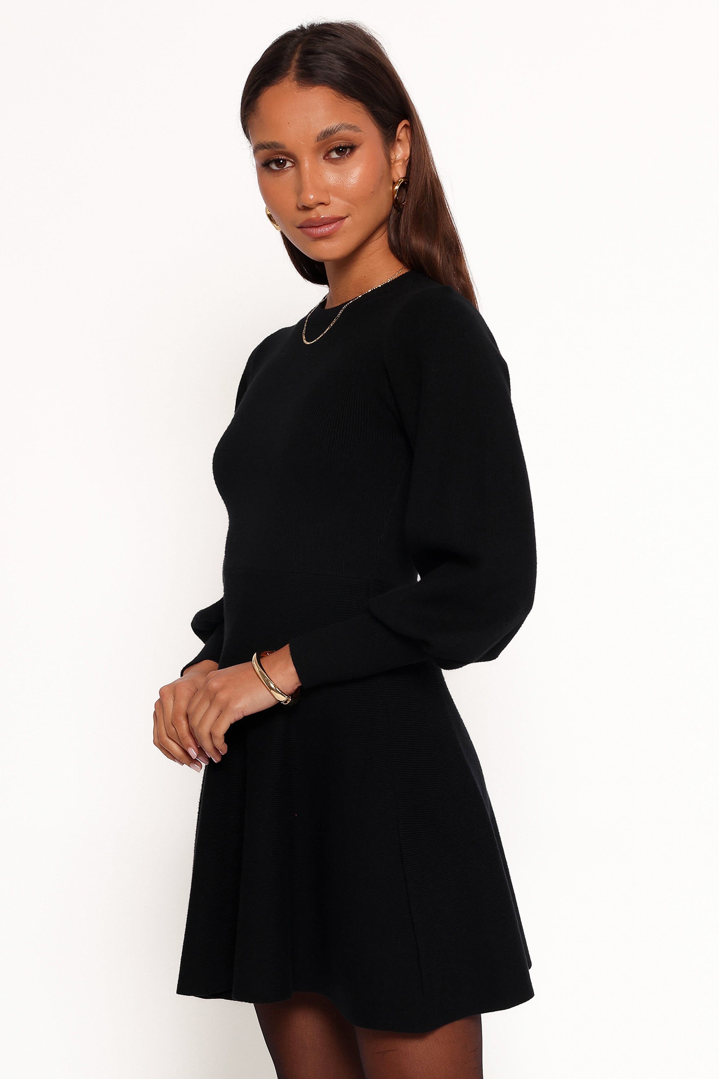Petal and Pup USA DRESSES Gigi Long Sleeve Mini Dress - Black