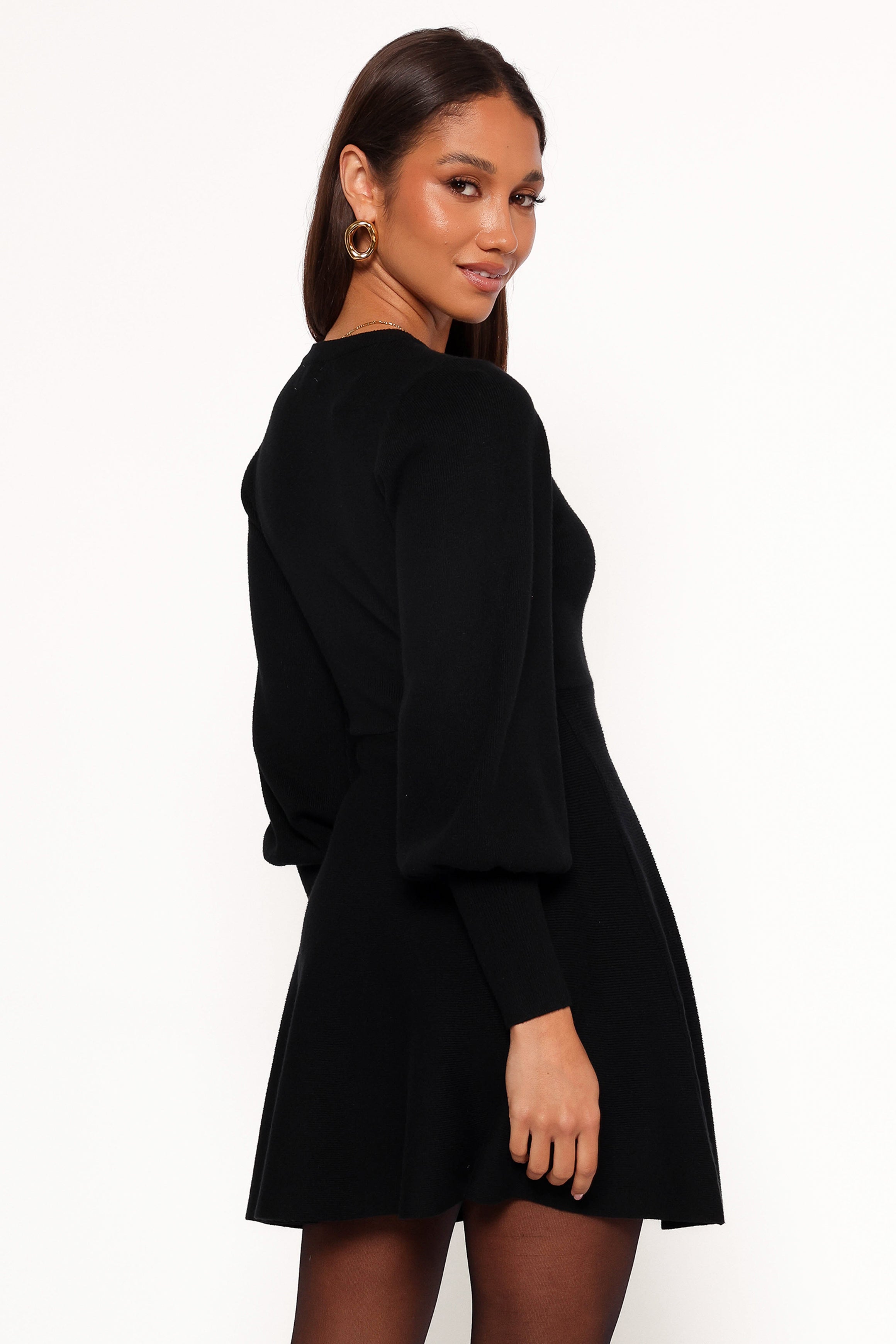 Petal and Pup USA DRESSES Gigi Long Sleeve Mini Dress - Black