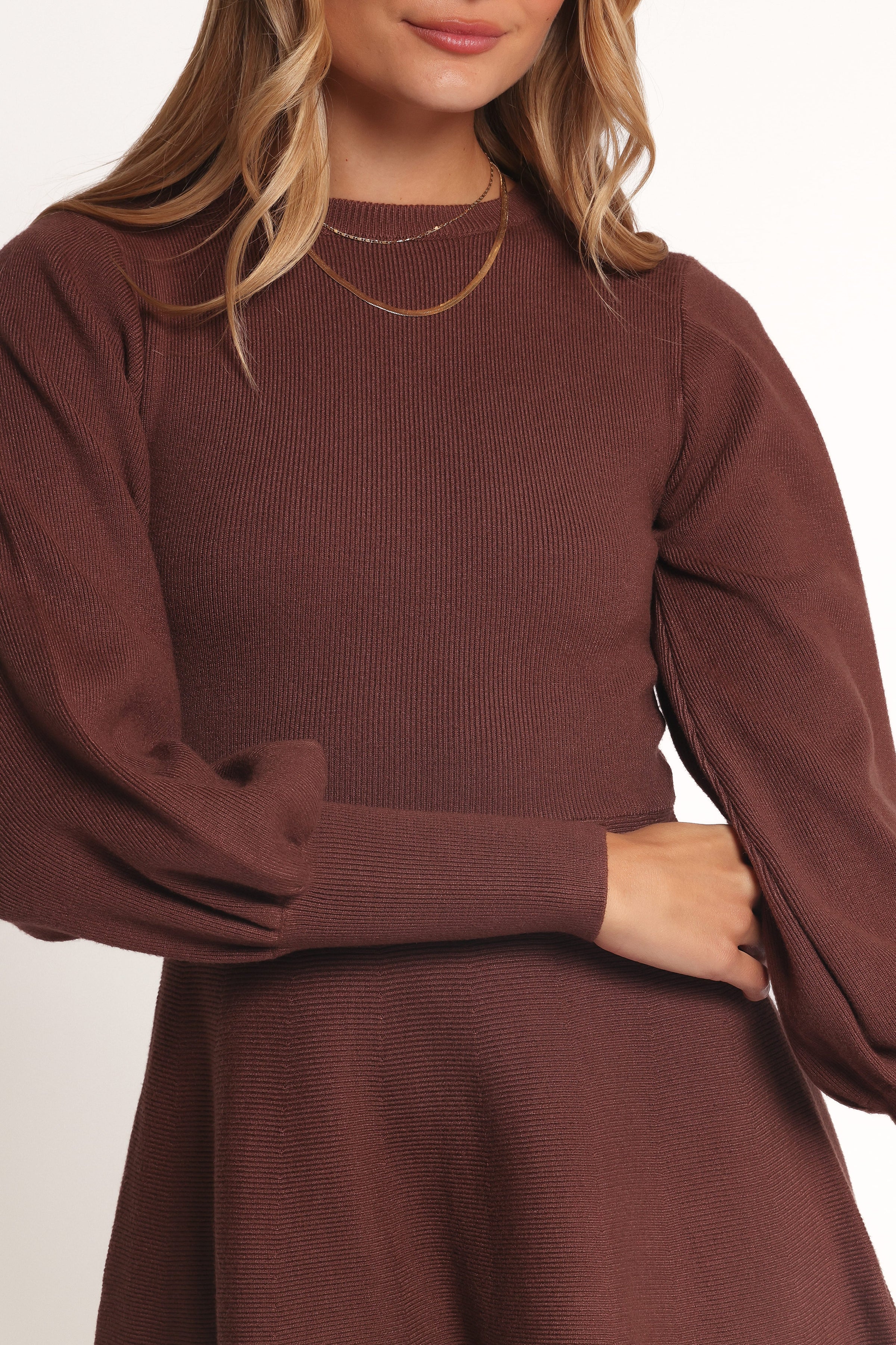 Petal and Pup USA DRESSES Gigi Long Sleeve Mini Dress - Brown