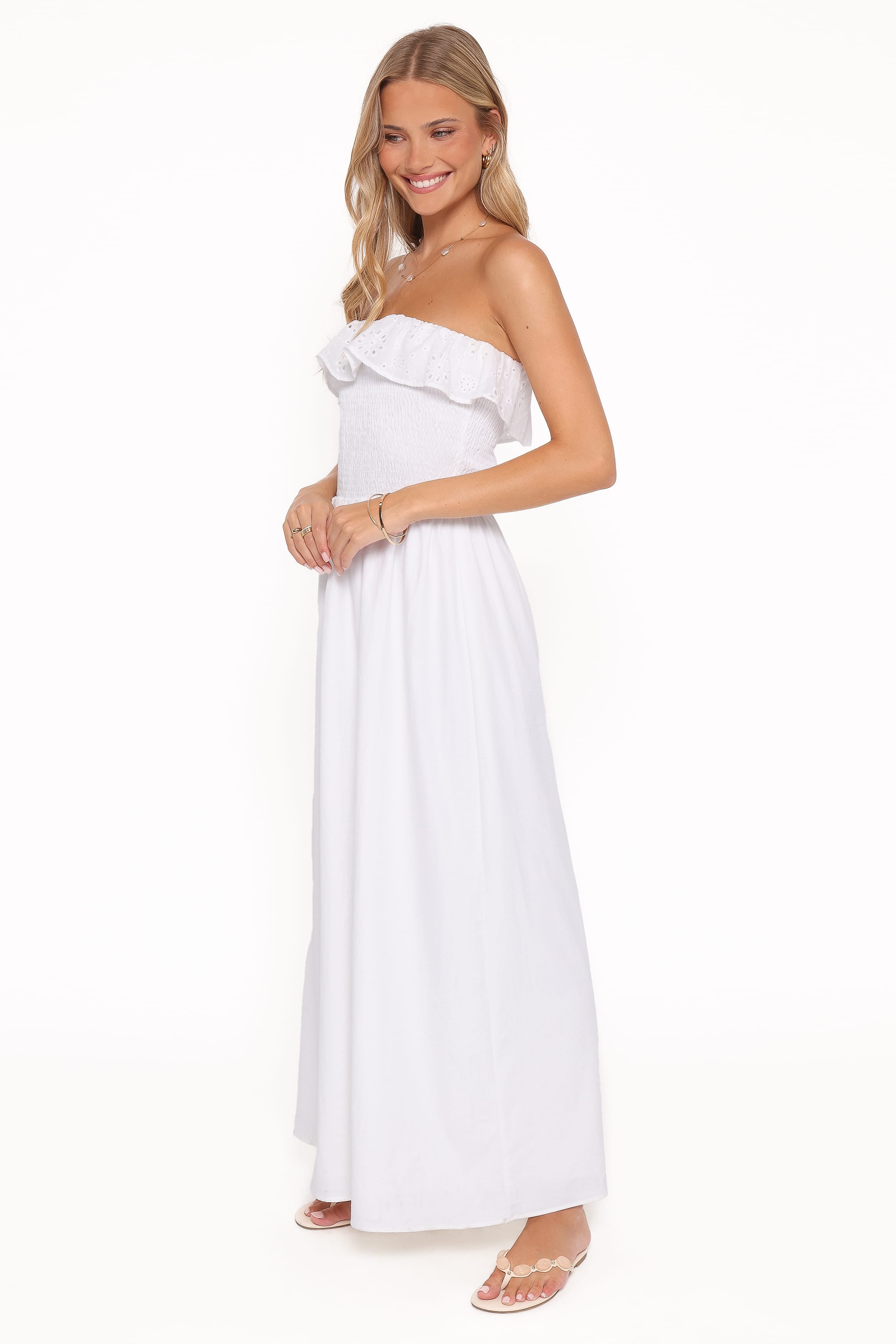 Petal and Pup USA DRESSES Gilbert Strapless Maxi Dress - White