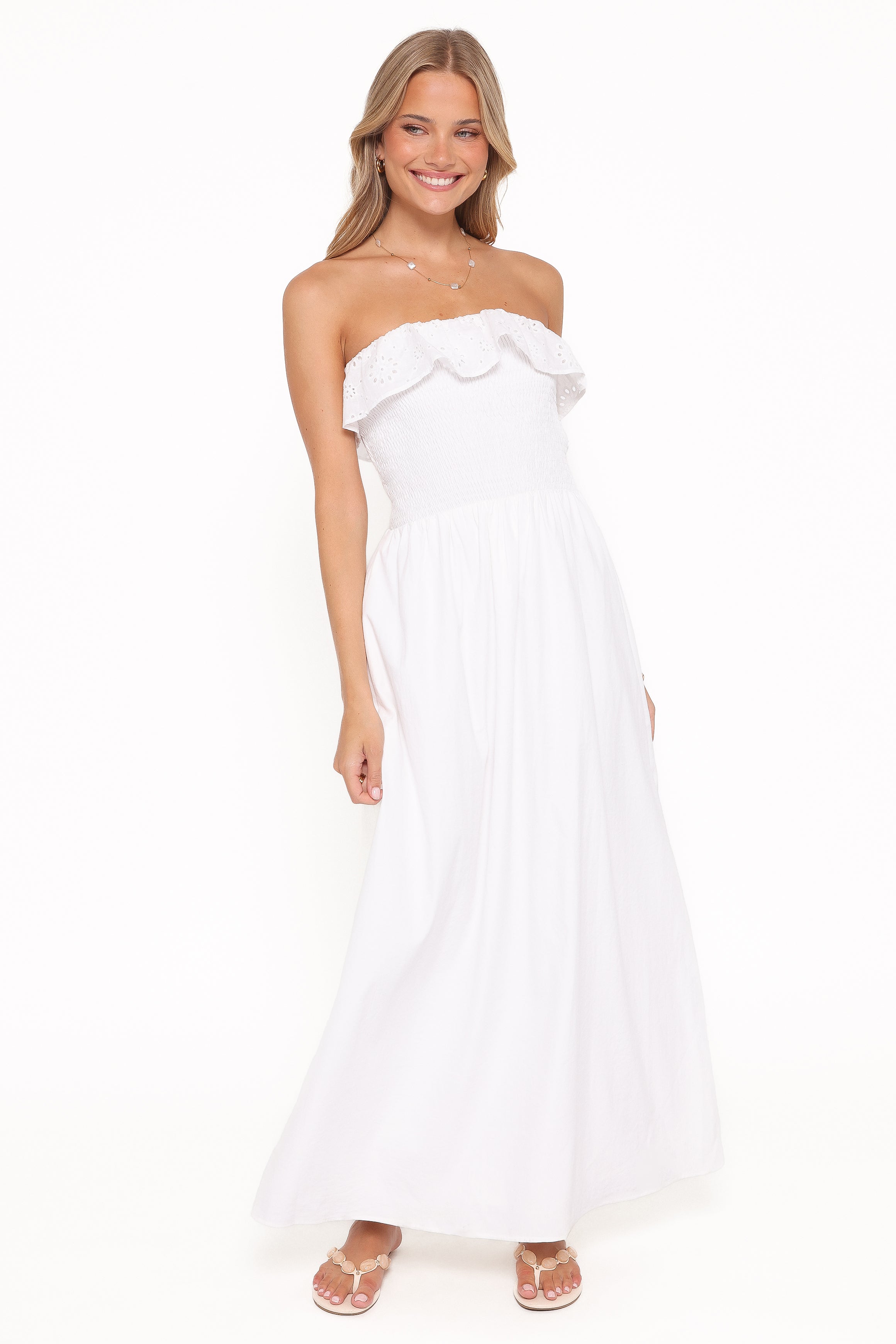 Petal and Pup USA DRESSES Gilbert Strapless Maxi Dress - White