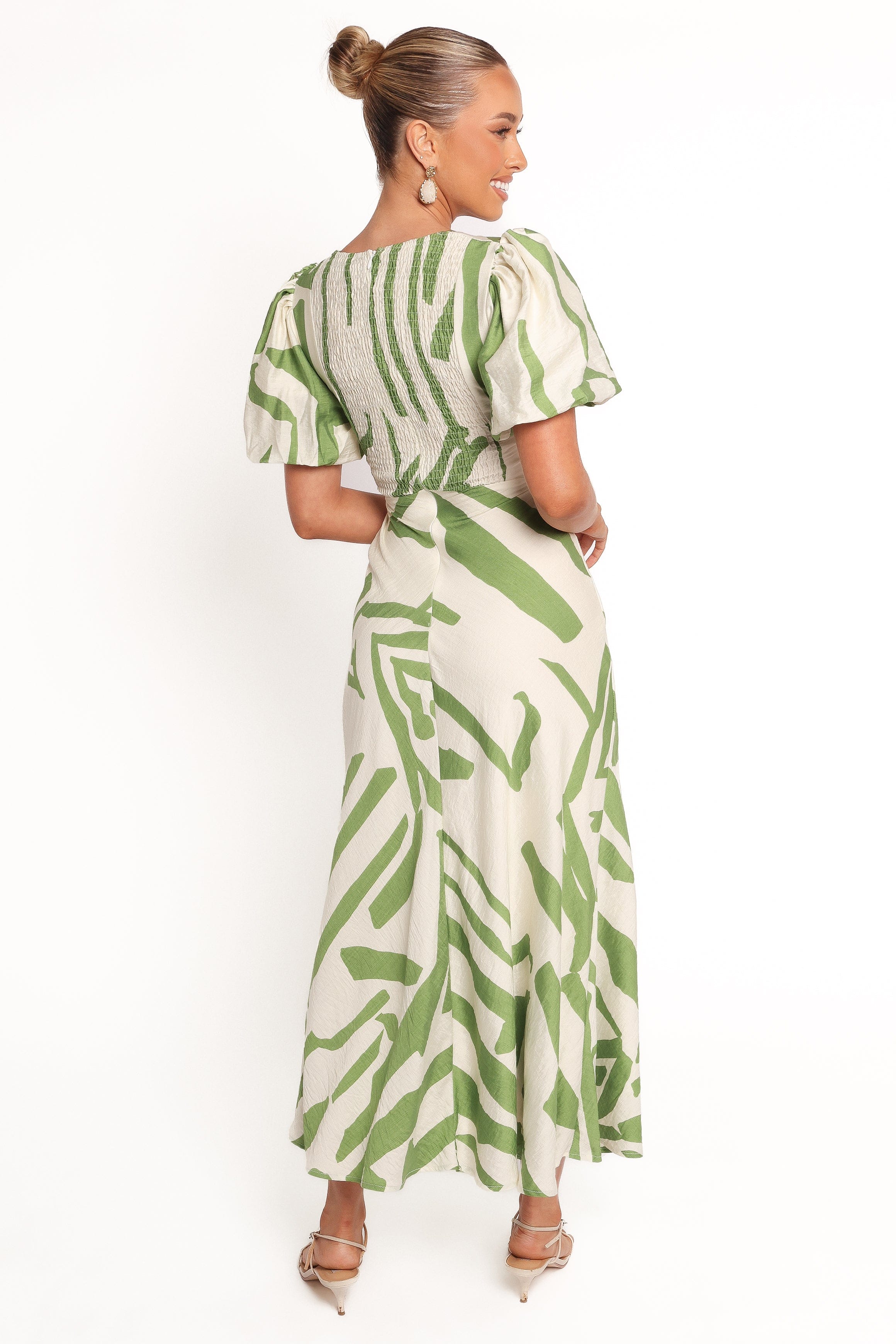 Petal and Pup USA DRESSES Ginevra Maxi Dress - Cream/Green (Hold for Rack)