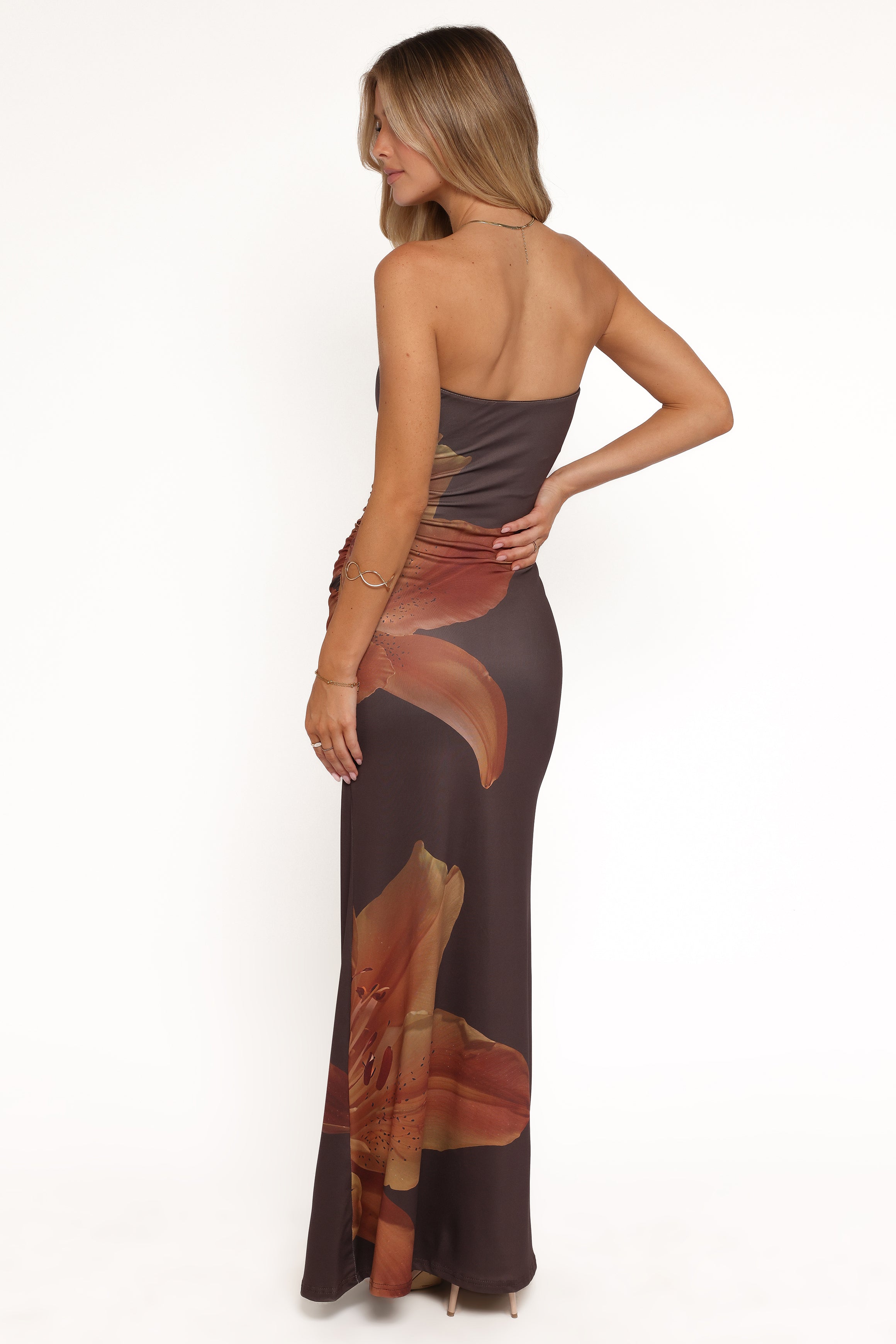 Petal and Pup USA DRESSES Ginny Strapless Maxi Dress - Brown