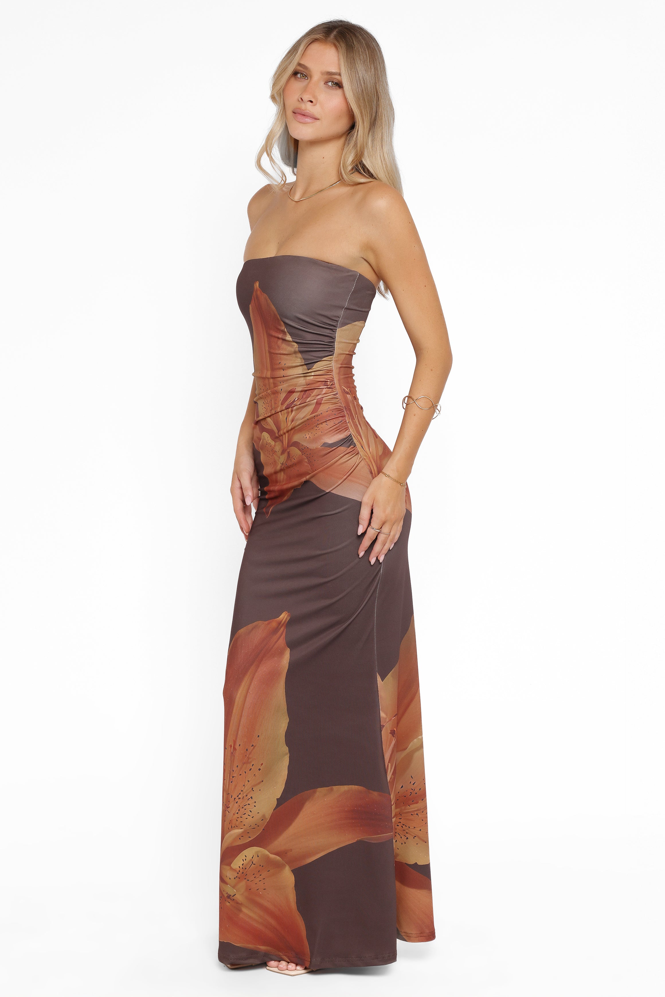 Petal and Pup USA DRESSES Ginny Strapless Maxi Dress - Brown