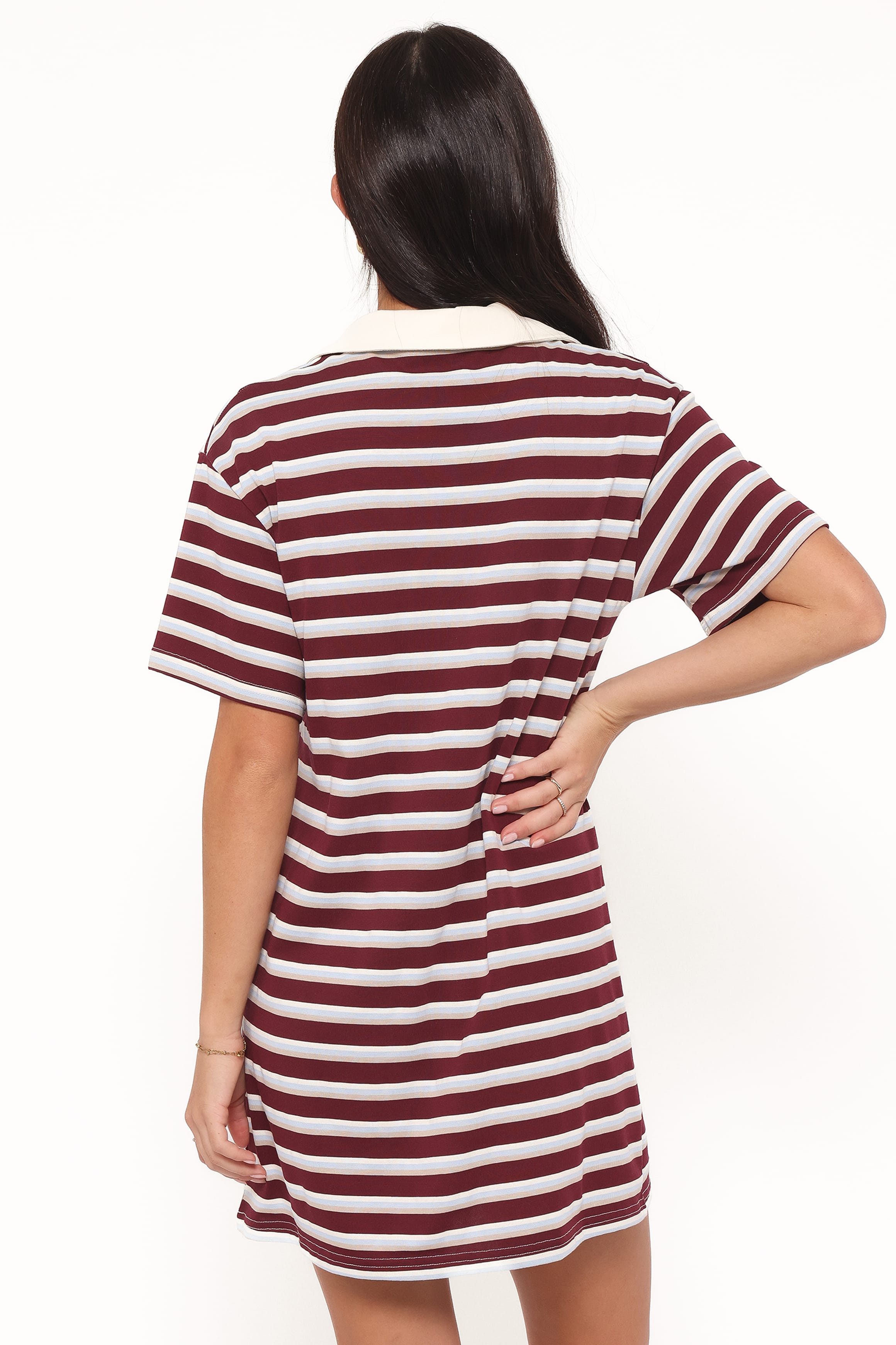 Petal and Pup USA DRESSES Gordie Mini Dress - Burgundy Stripe
