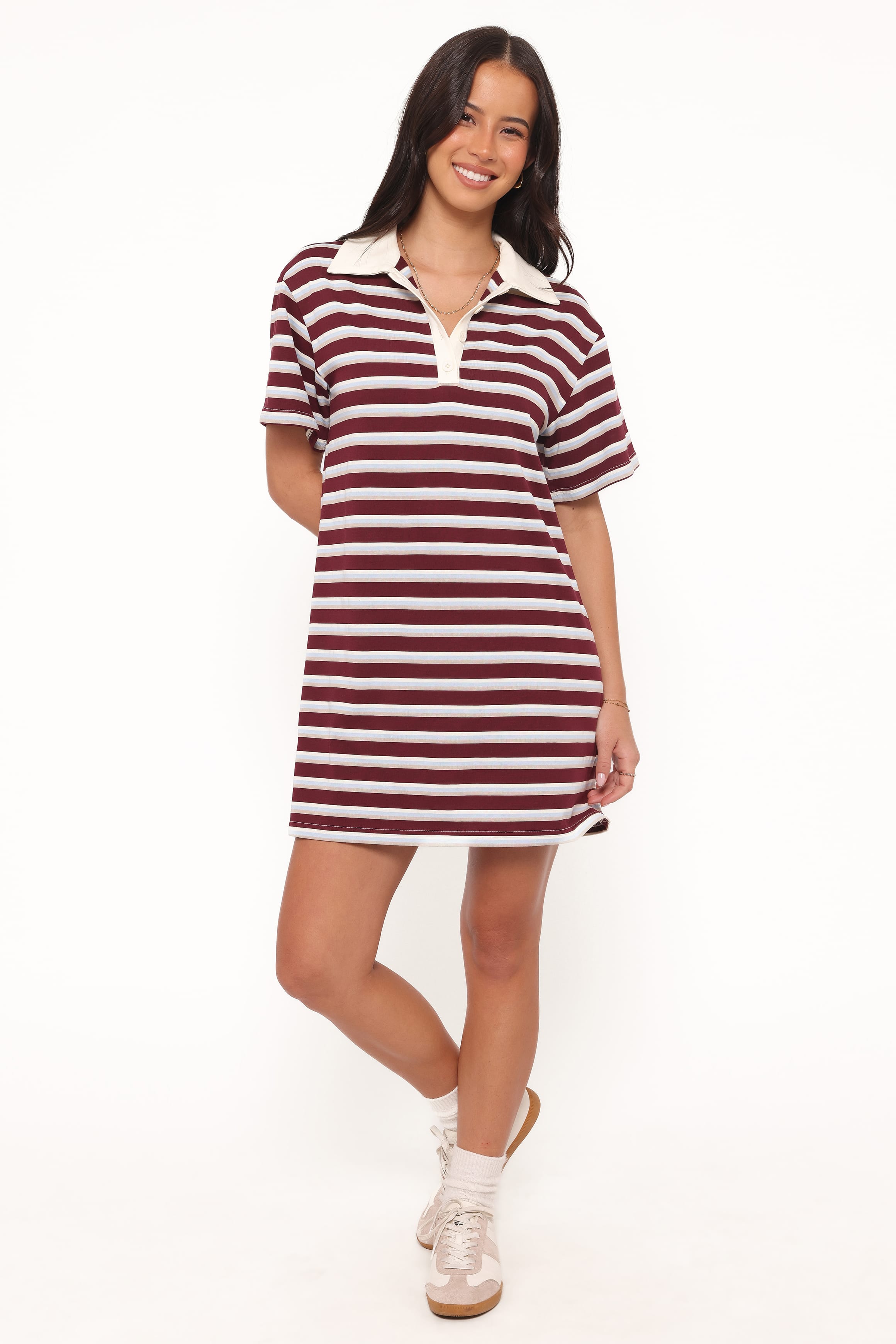 Petal and Pup USA DRESSES Gordie Mini Dress - Burgundy Stripe