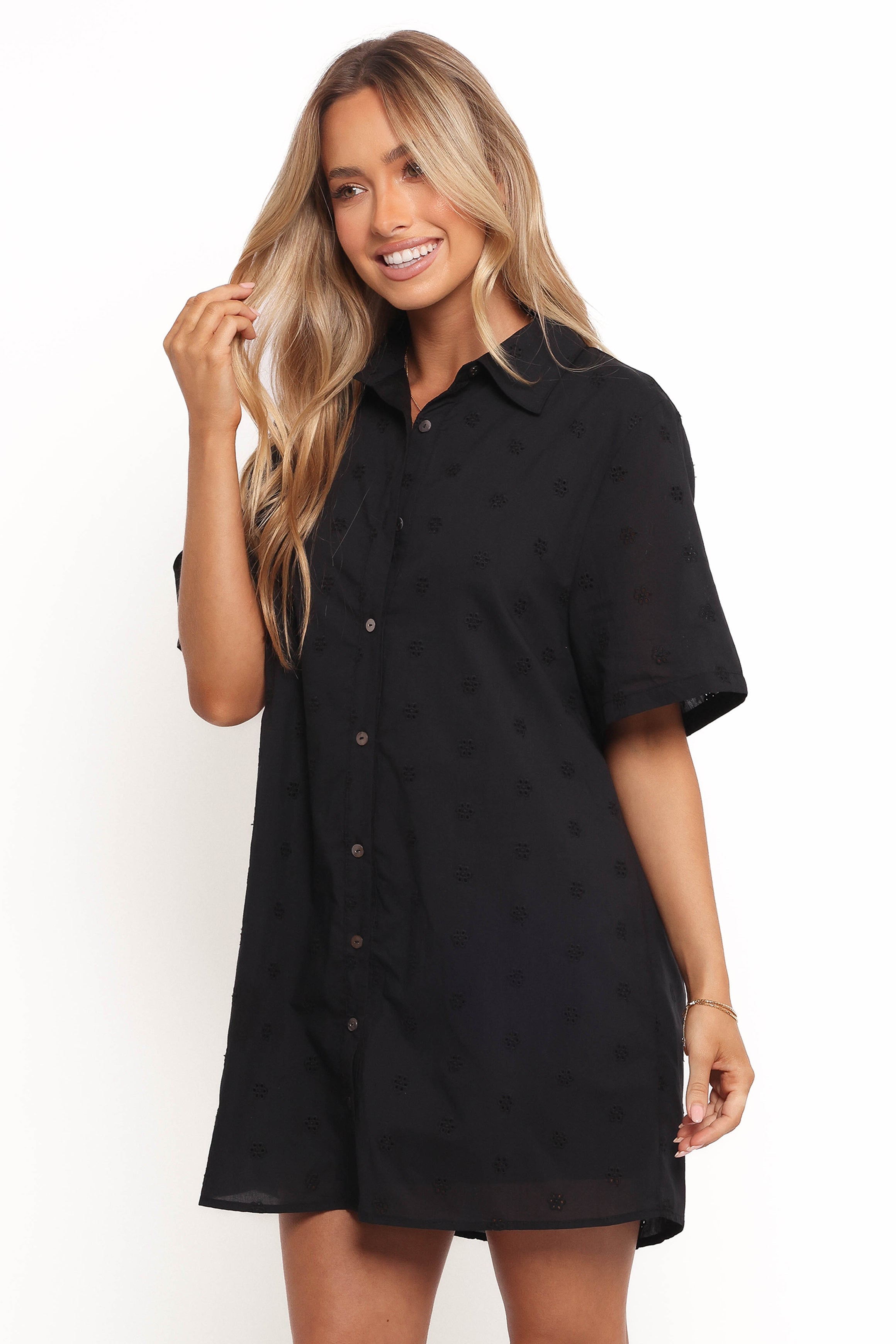 Petal and Pup USA DRESSES Grady Collared Shirt Dress - Black