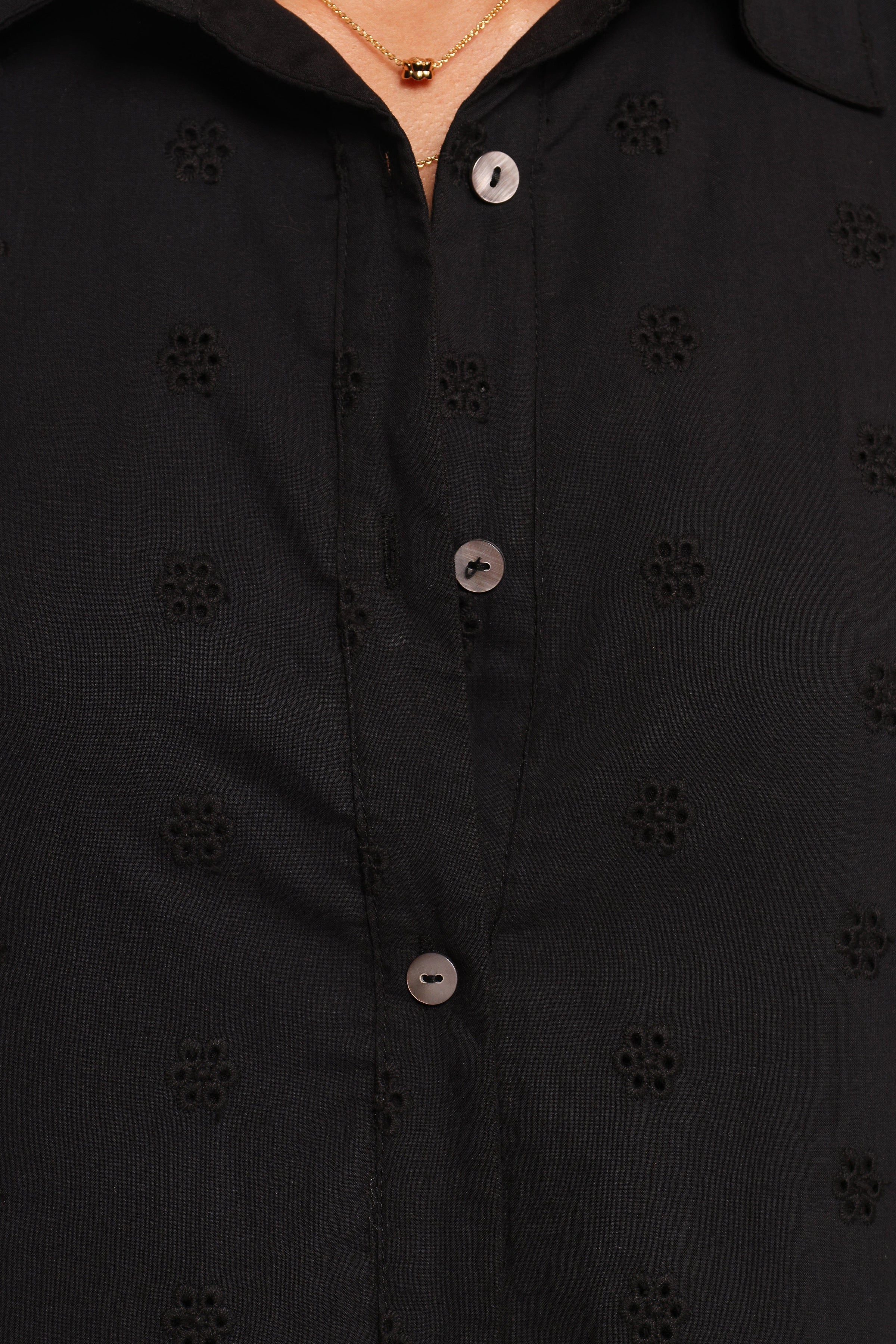 Petal and Pup USA DRESSES Grady Collared Shirt Dress - Black