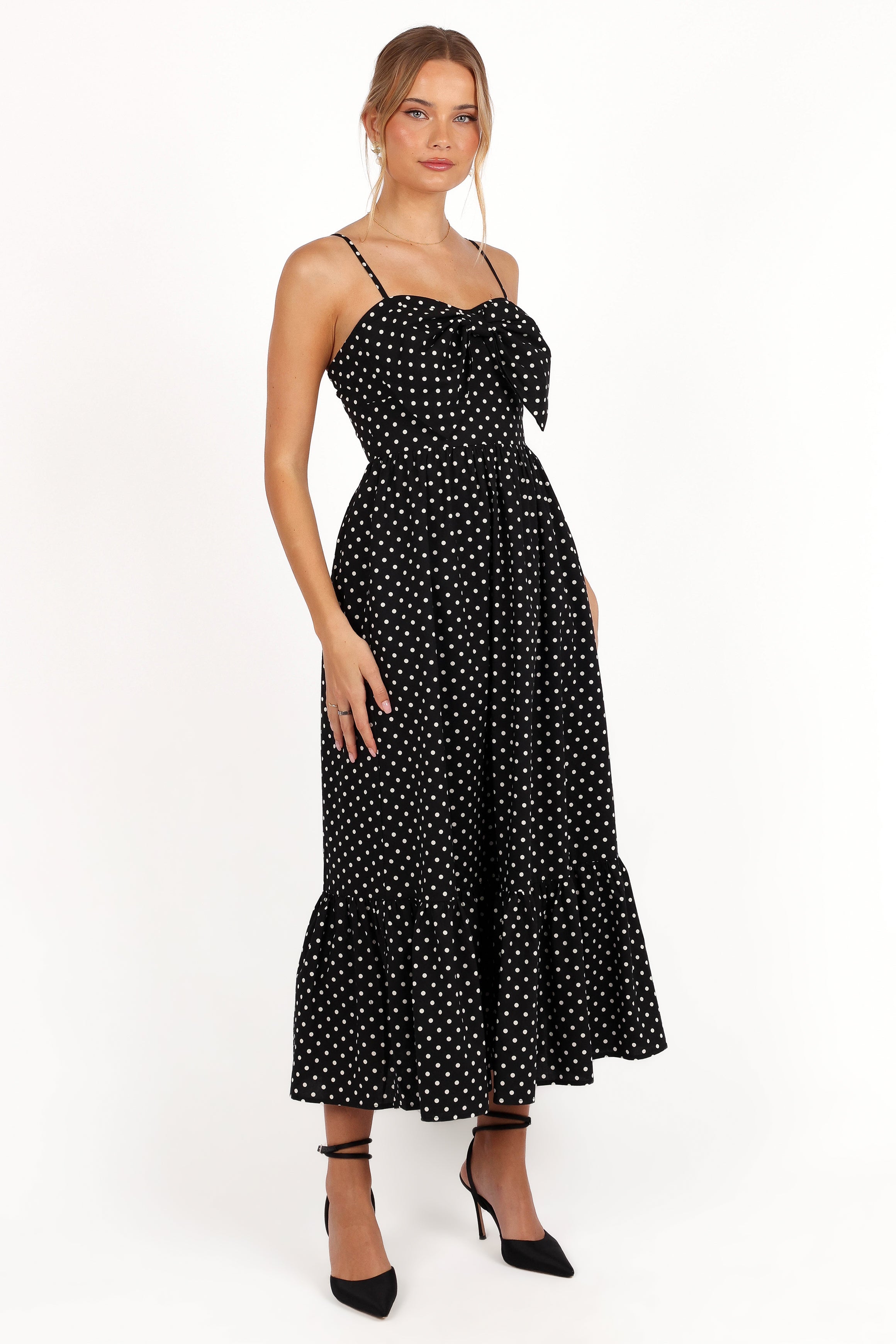 Petal and Pup USA DRESSES Hailee Maxi Dress - Black Polka Dot