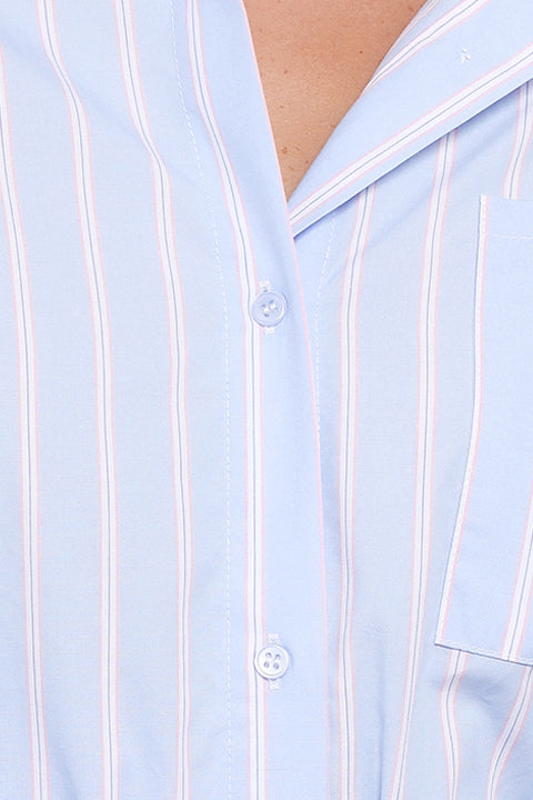 Petal and Pup USA DRESSES Harlan Long Sleeve Midi Dress - Blue Pink Stripe