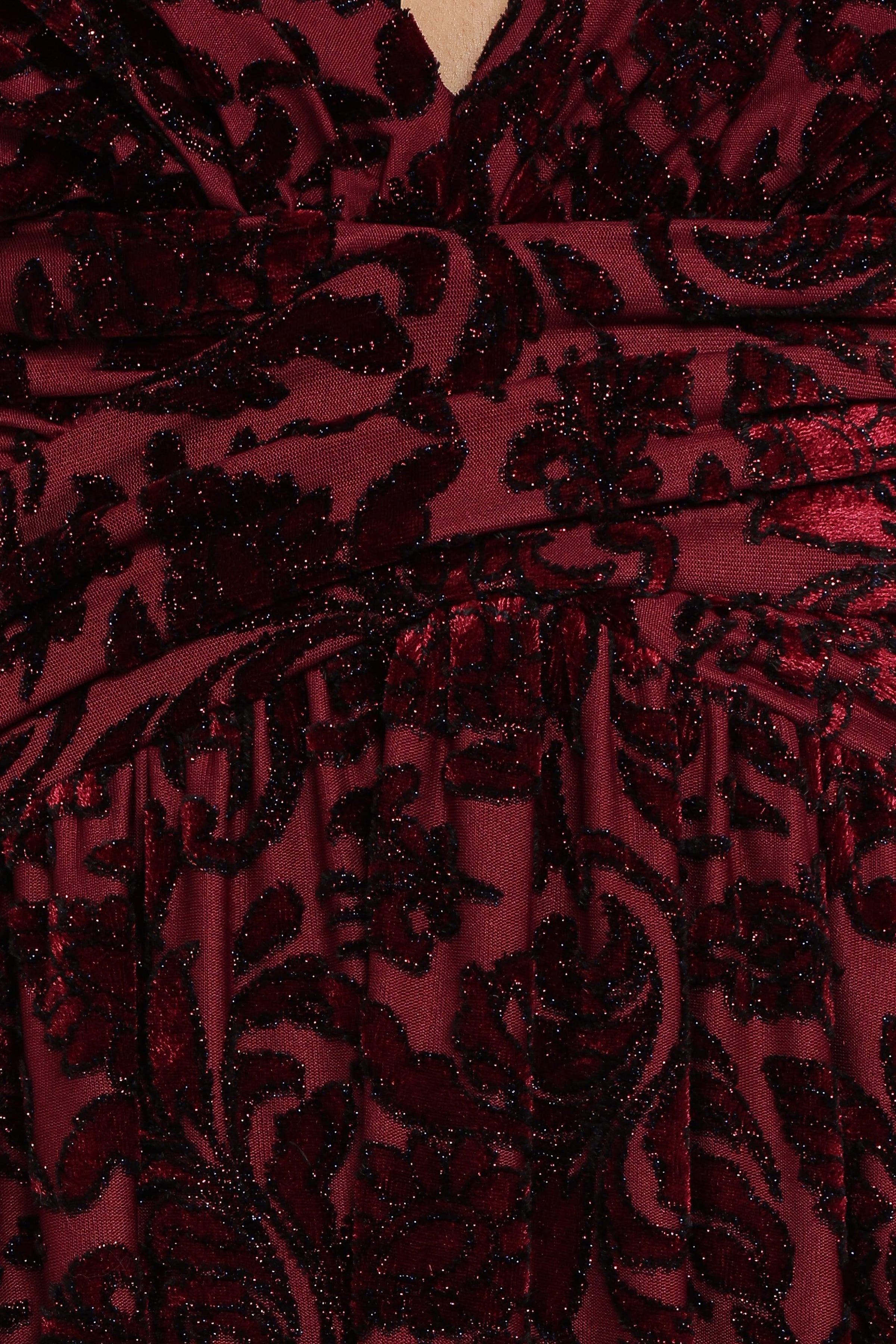 Petal and Pup USA DRESSES Harmony Maxi Dress - Burgundy Metallic Floral