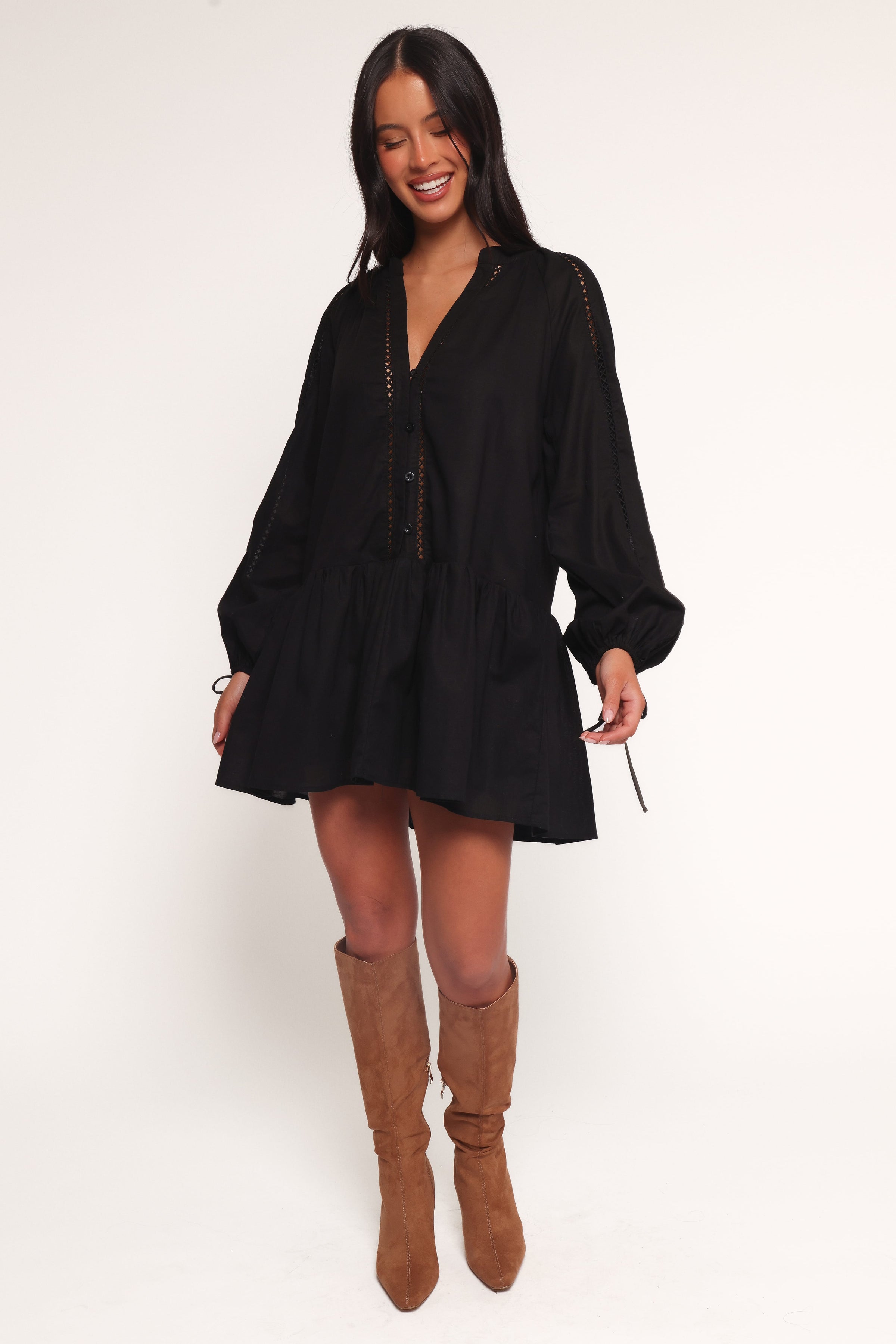 Petal and Pup USA DRESSES Hart Long Sleeve Mini Dress - Black