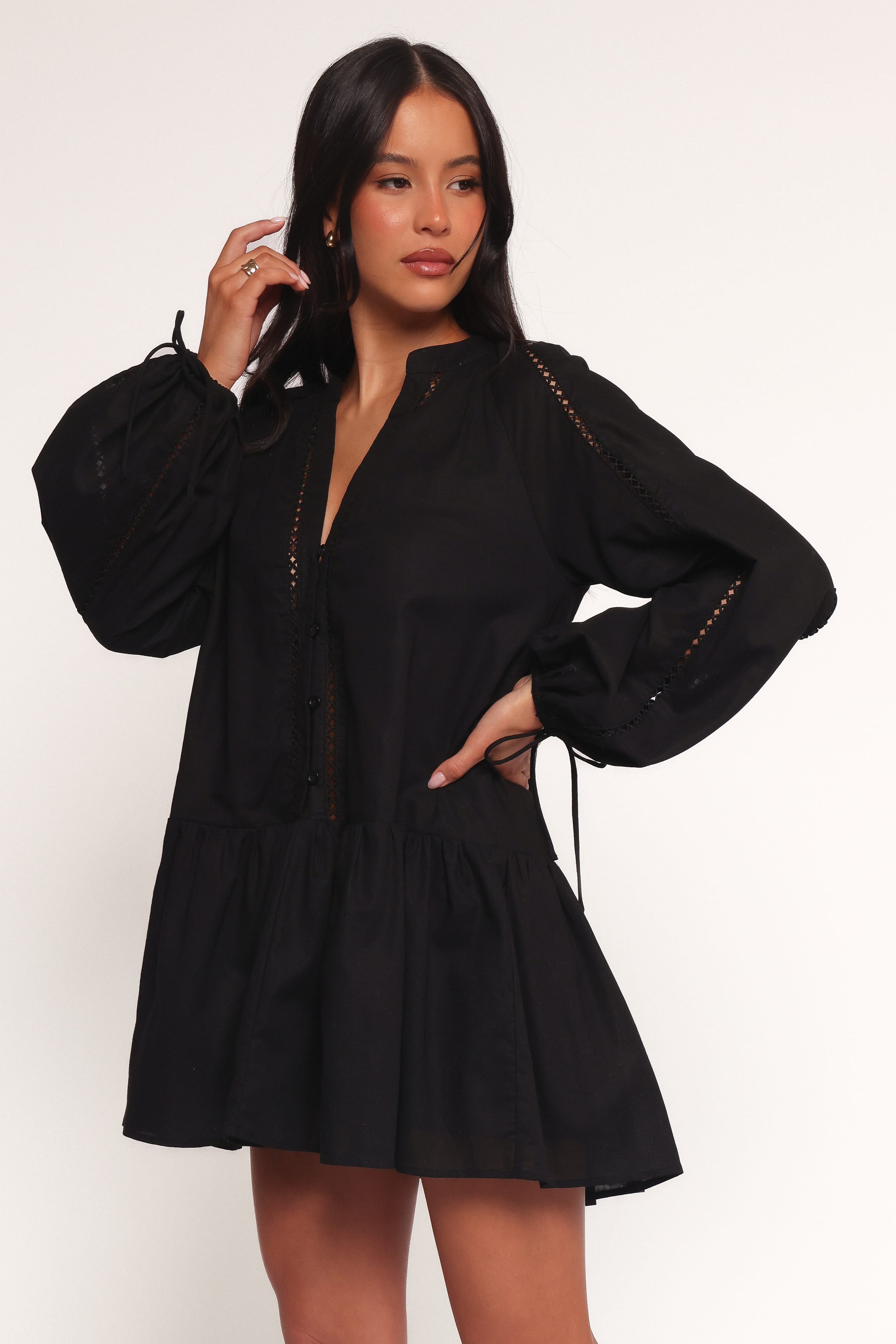 Petal and Pup USA DRESSES Hart Long Sleeve Mini Dress - Black