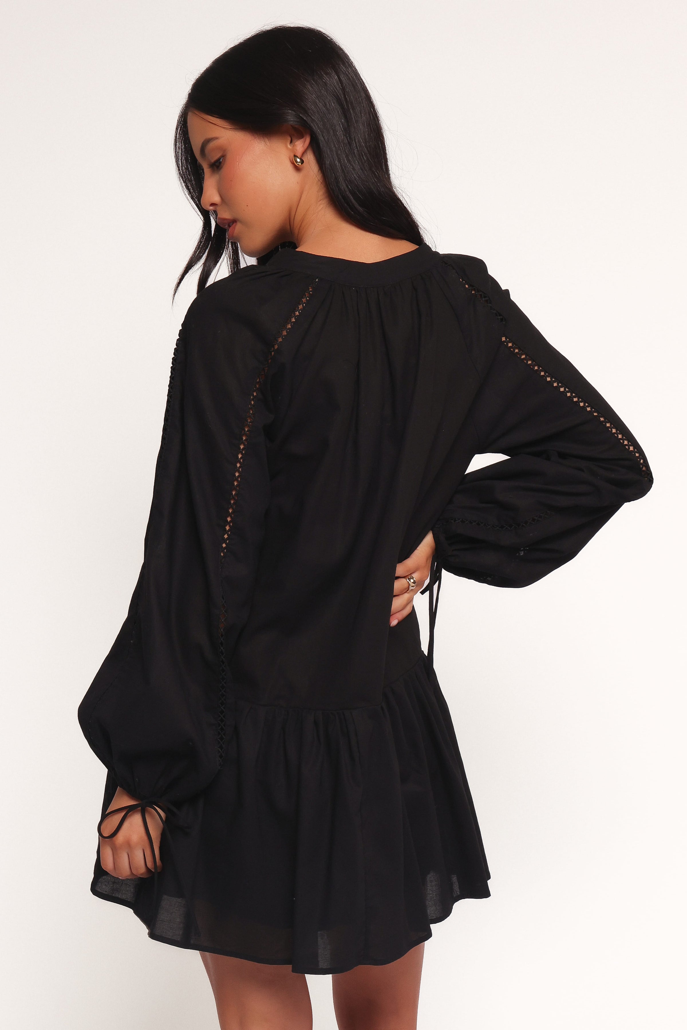 Petal and Pup USA DRESSES Hart Long Sleeve Mini Dress - Black