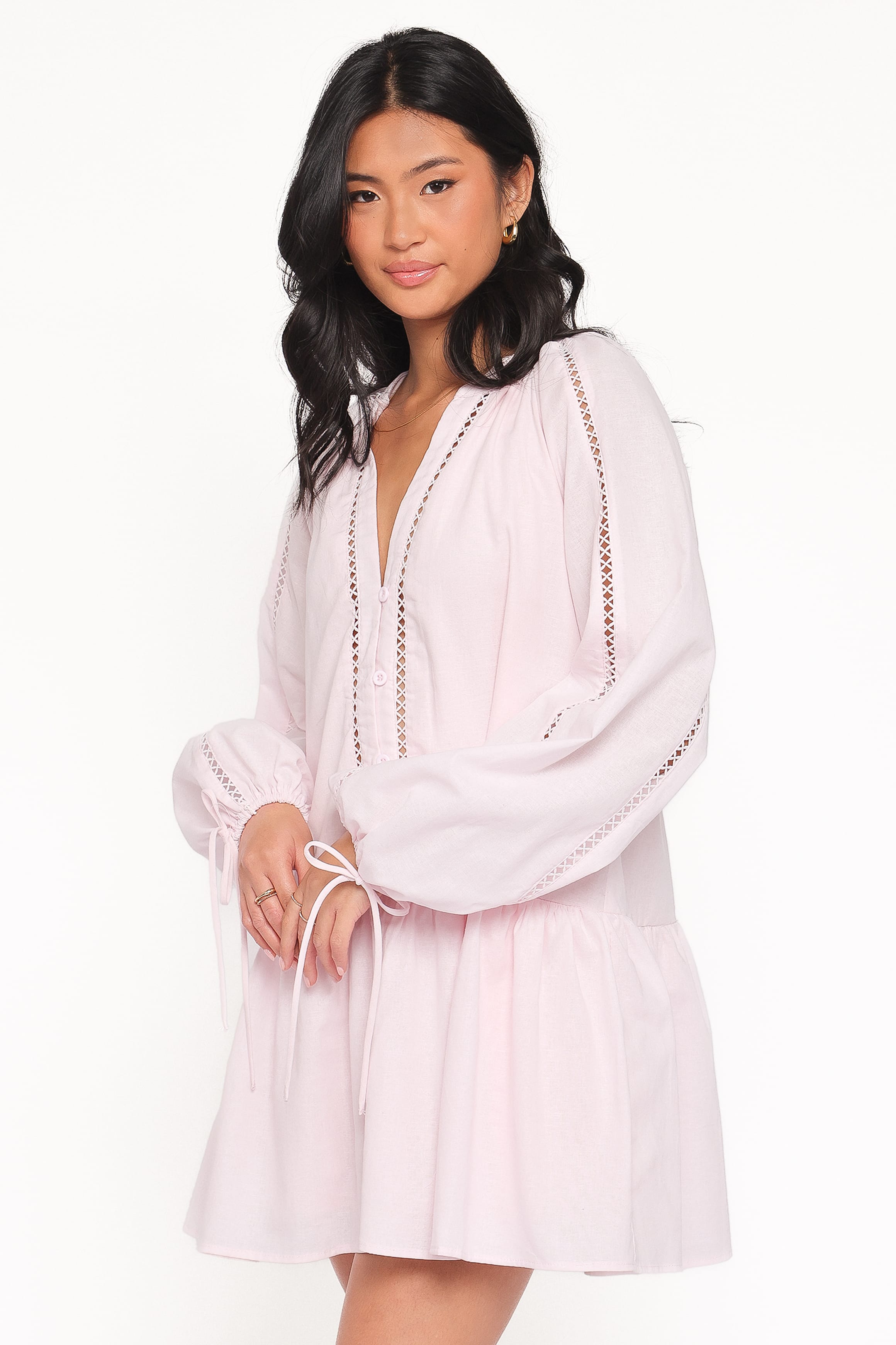 Petal and Pup USA DRESSES Hart Long Sleeve Mini Dress - Pink