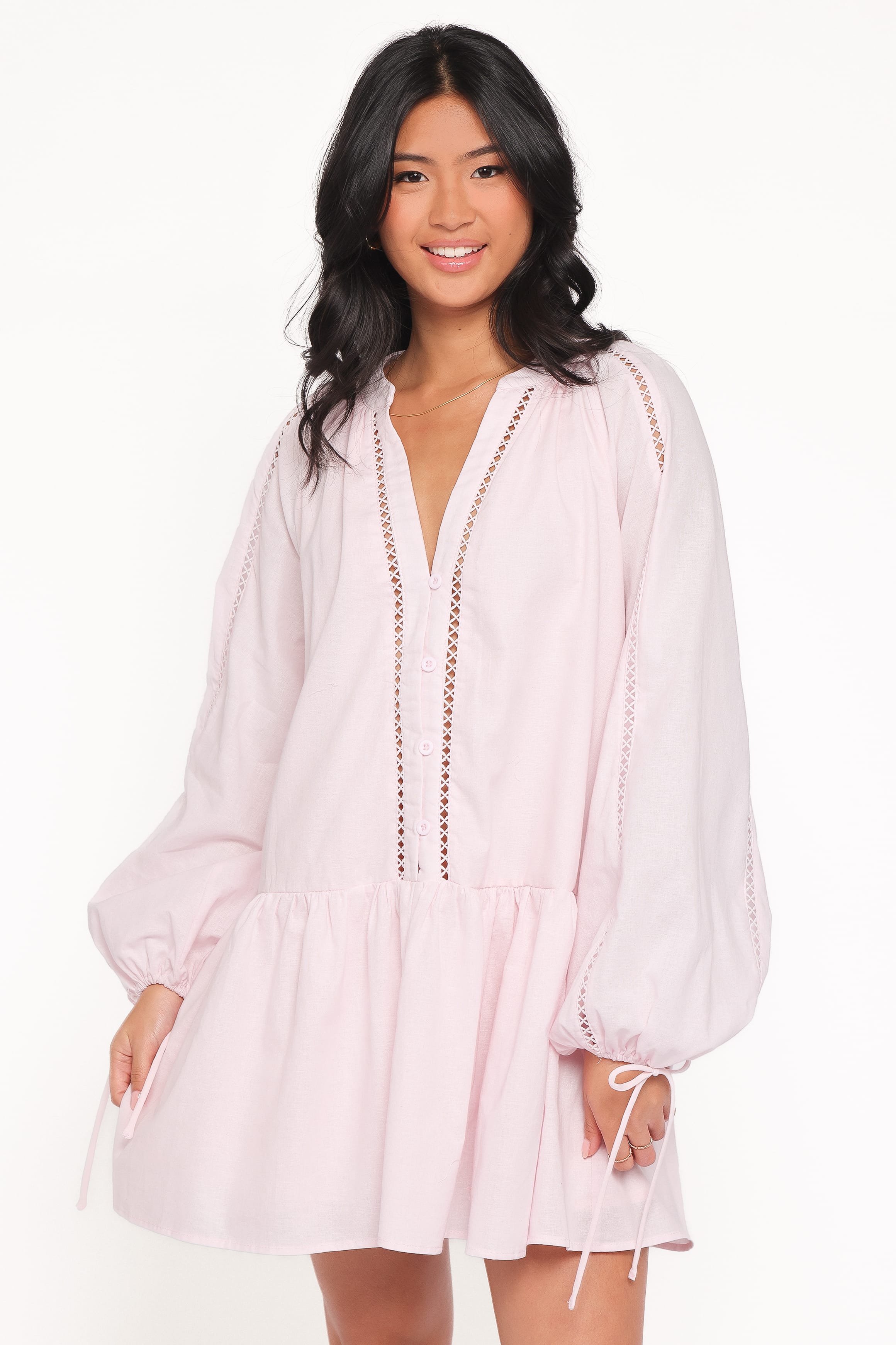 Petal and Pup USA DRESSES Hart Long Sleeve Mini Dress - Pink