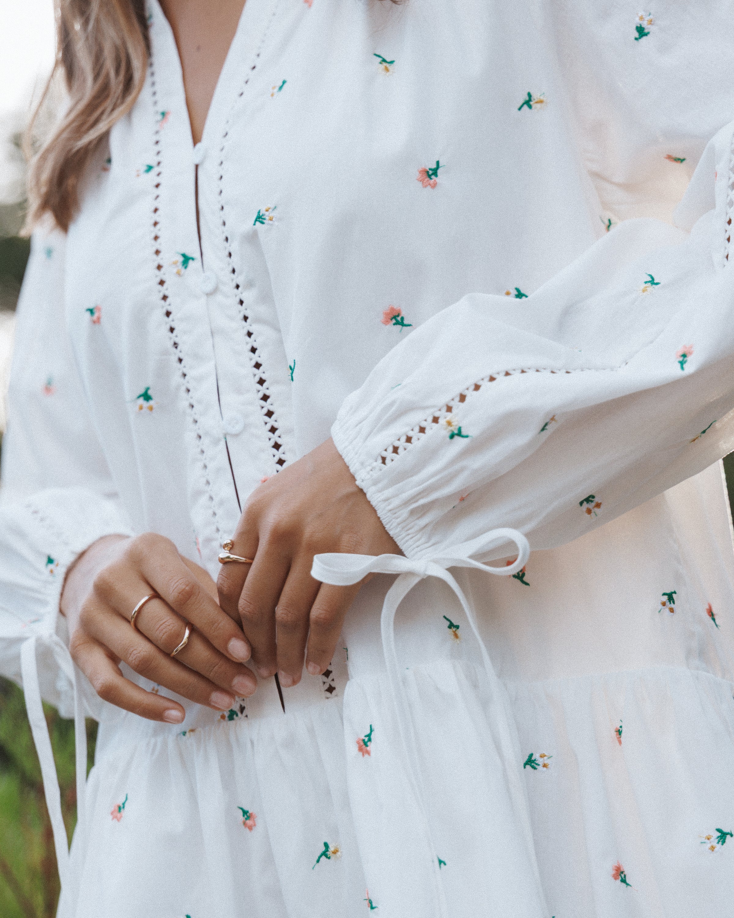 Petal and Pup USA DRESSES Hart Long Sleeve Mini Dress - White Floral