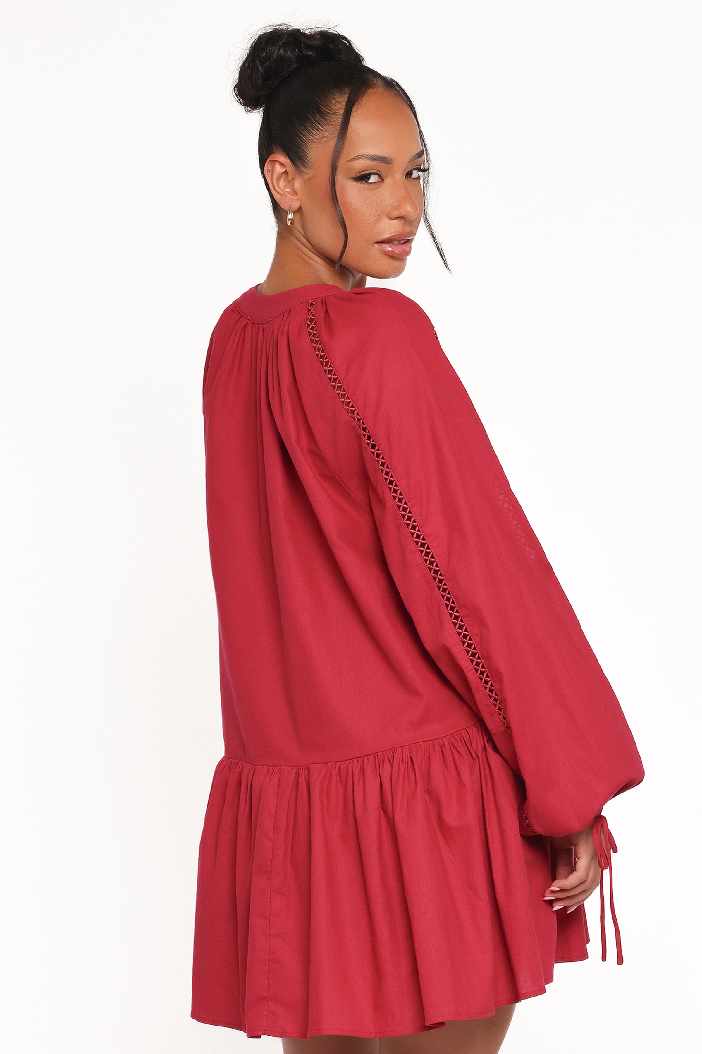 Petal and Pup USA DRESSES Hart Long Sleeve Mini Dress - Wine