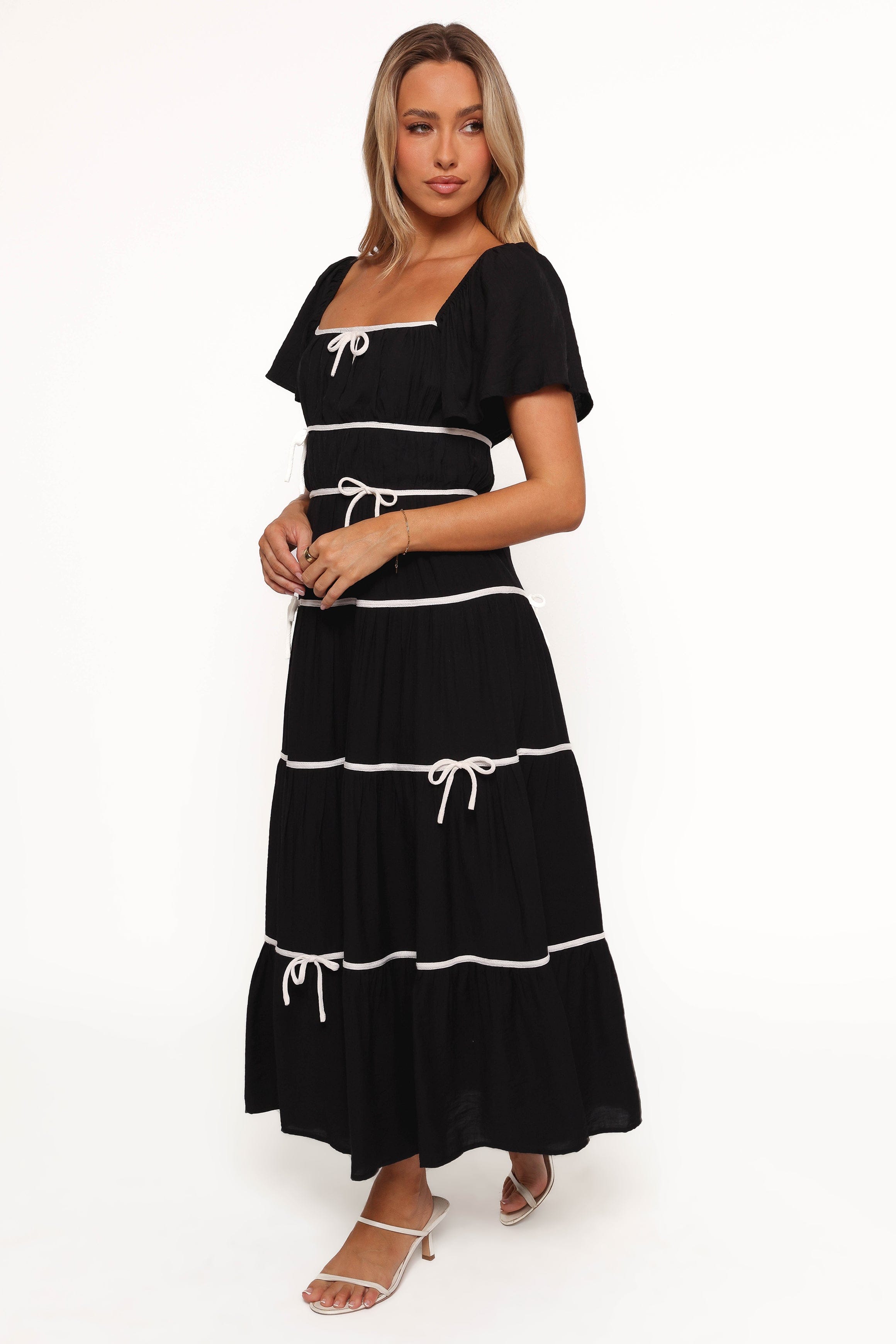 Petal and Pup USA DRESSES Harvey Maxi Bow Dress - Black/White (Hold for Rack)