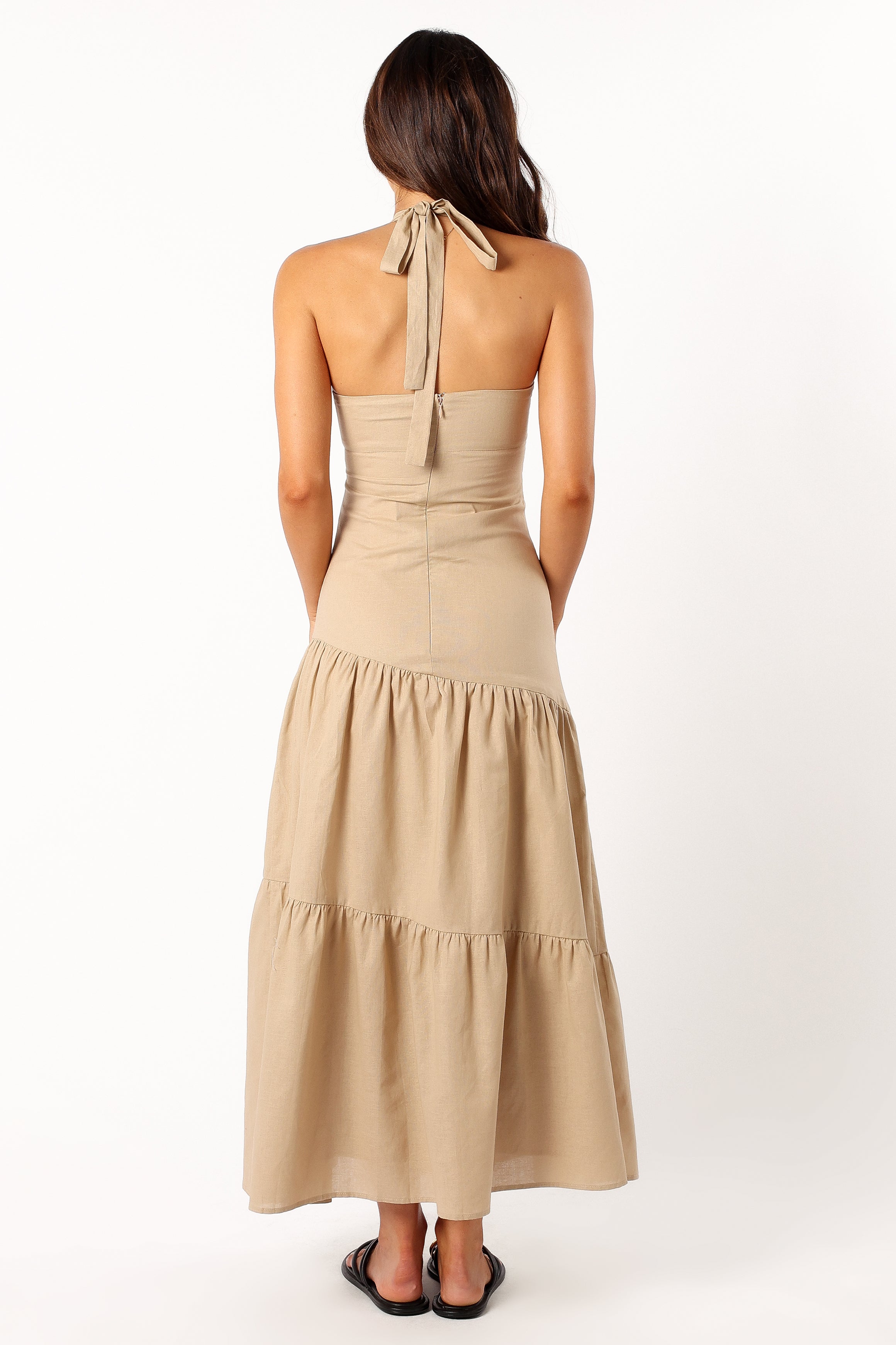 Petal and Pup USA DRESSES Haven Halterneck Maxi Dress - Tan
