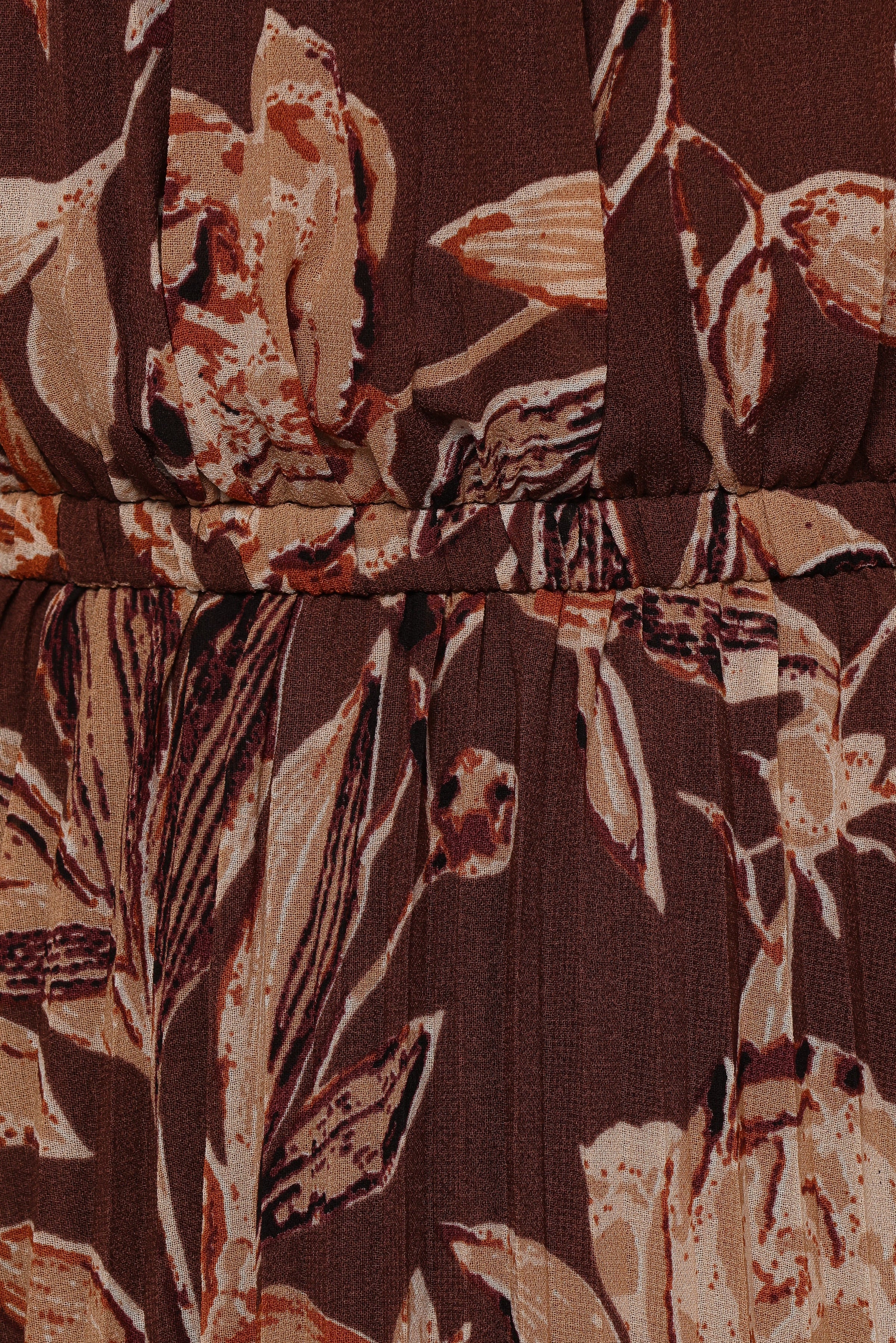 Petal and Pup USA DRESSES Hilary Pleated Maxi Dress - Brown Floral