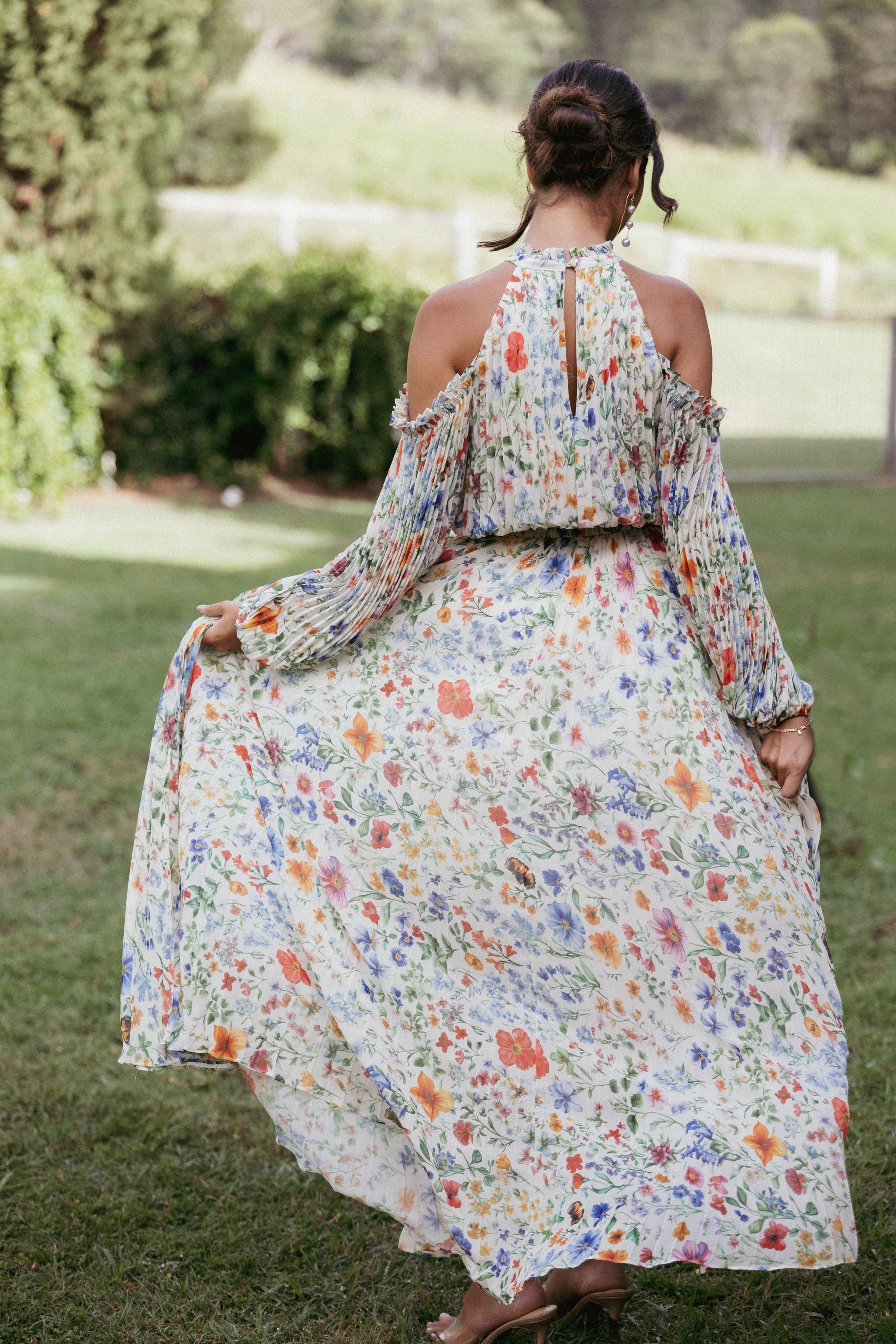 Petal and Pup USA DRESSES Hilary Pleated Maxi Dress - Garden Floral
