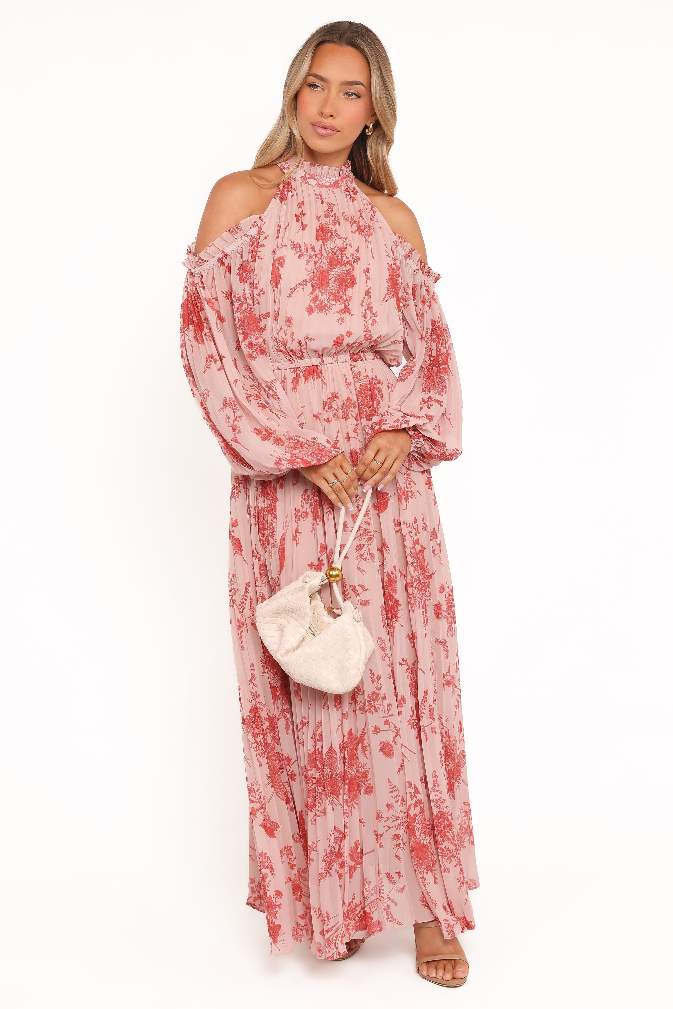 Petal and Pup USA DRESSES Hilary Pleated Maxi Dress - Red Floral