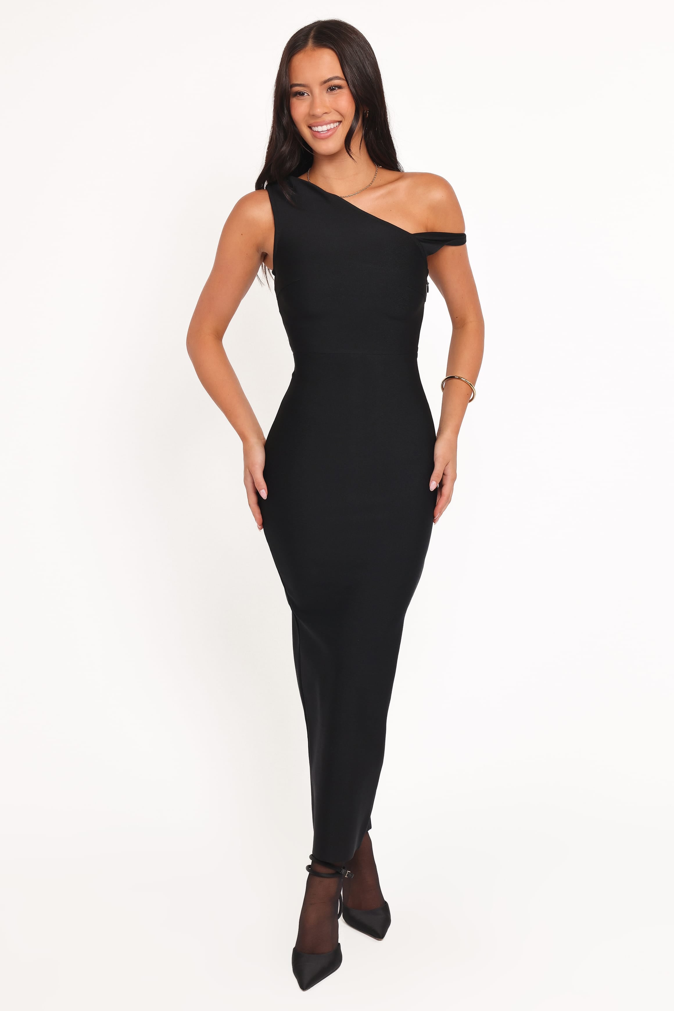 Petal and Pup USA DRESSES Hudson Off Shoulder Midi Dress - Black
