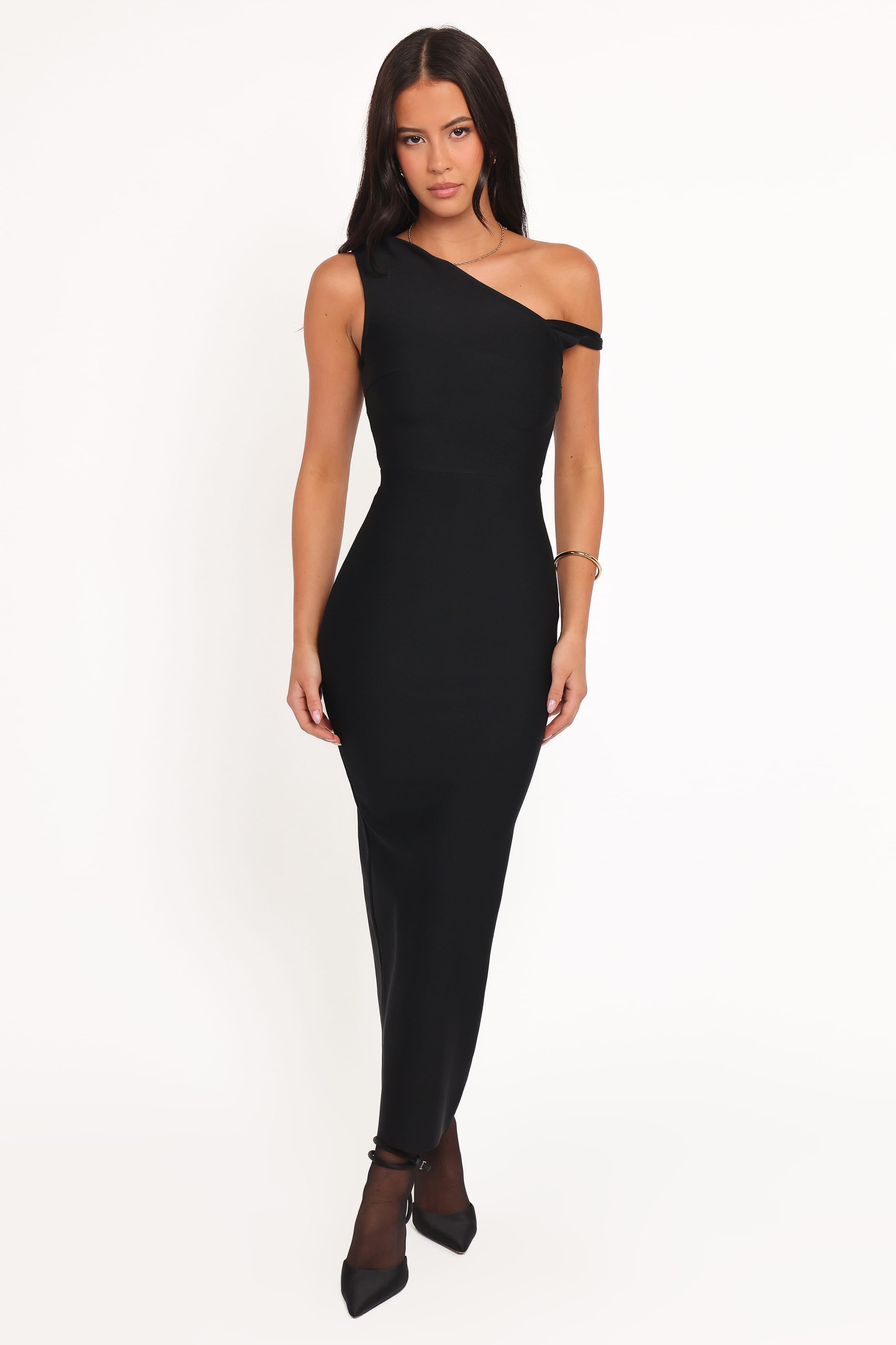 Petal and Pup USA DRESSES Hudson Off Shoulder Midi Dress - Black