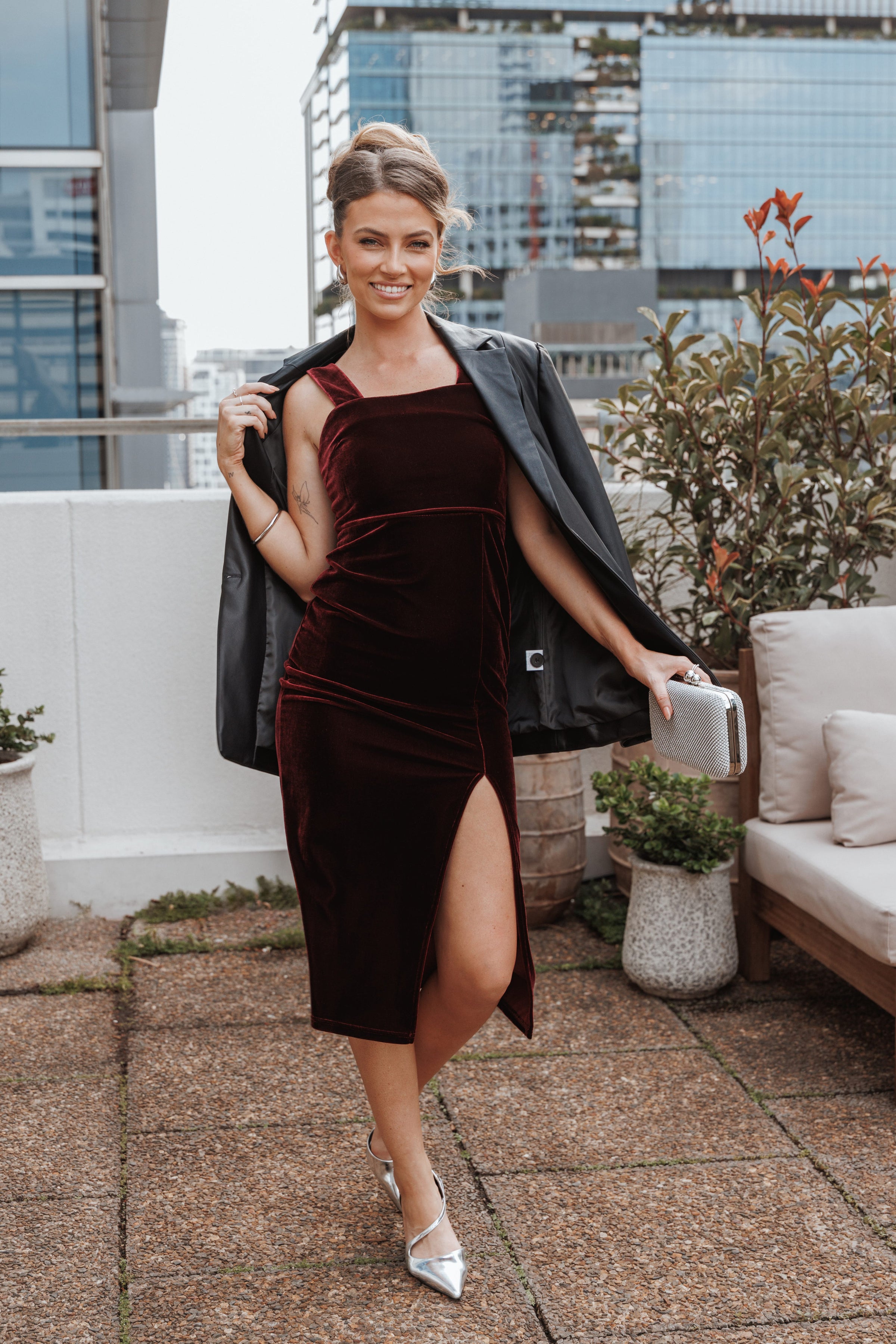 Petal and Pup USA DRESSES Hyatt Velvet Dress - Burgundy