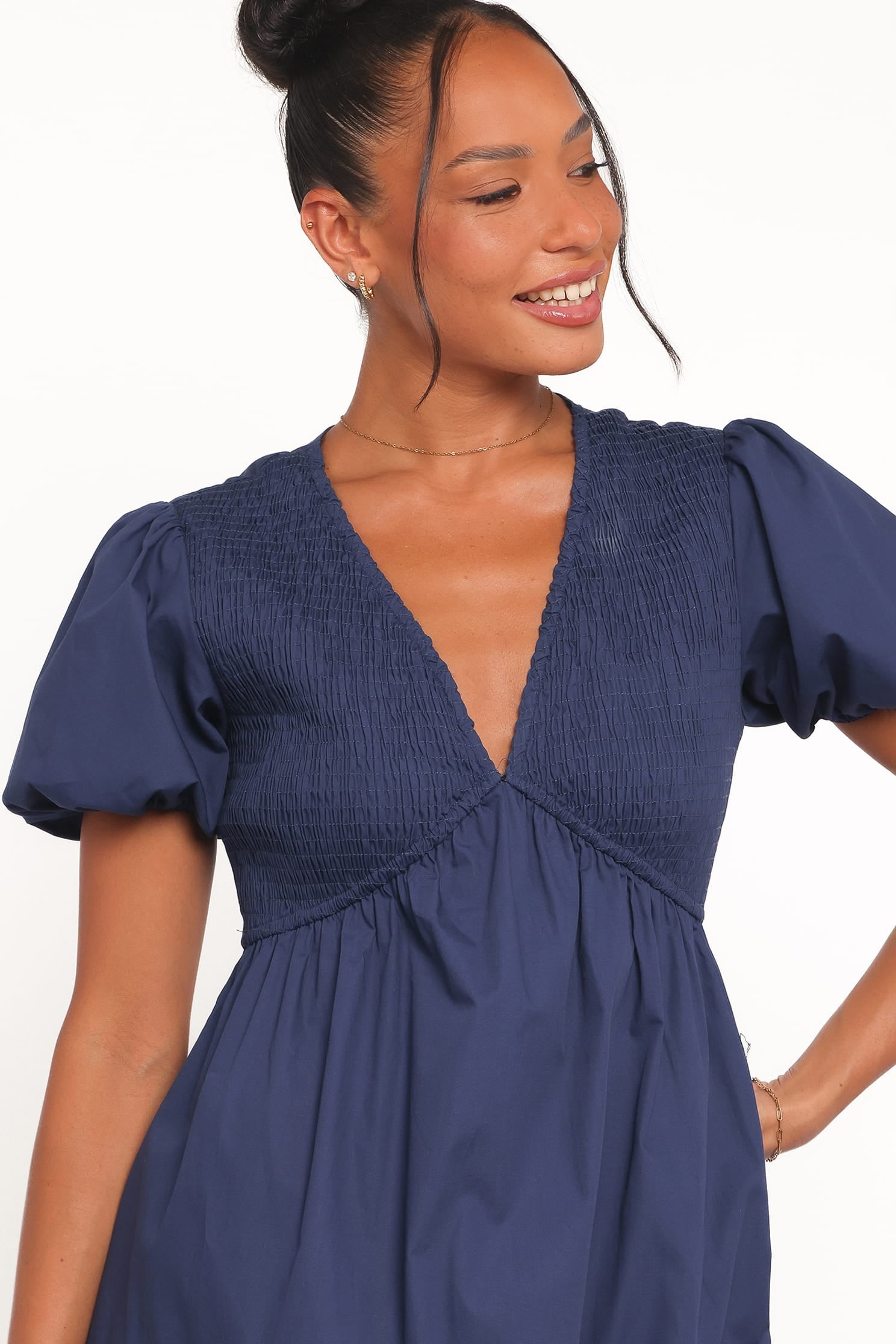 Petal and Pup USA DRESSES Ilyana Short Sleeve Maxi Dress - Navy