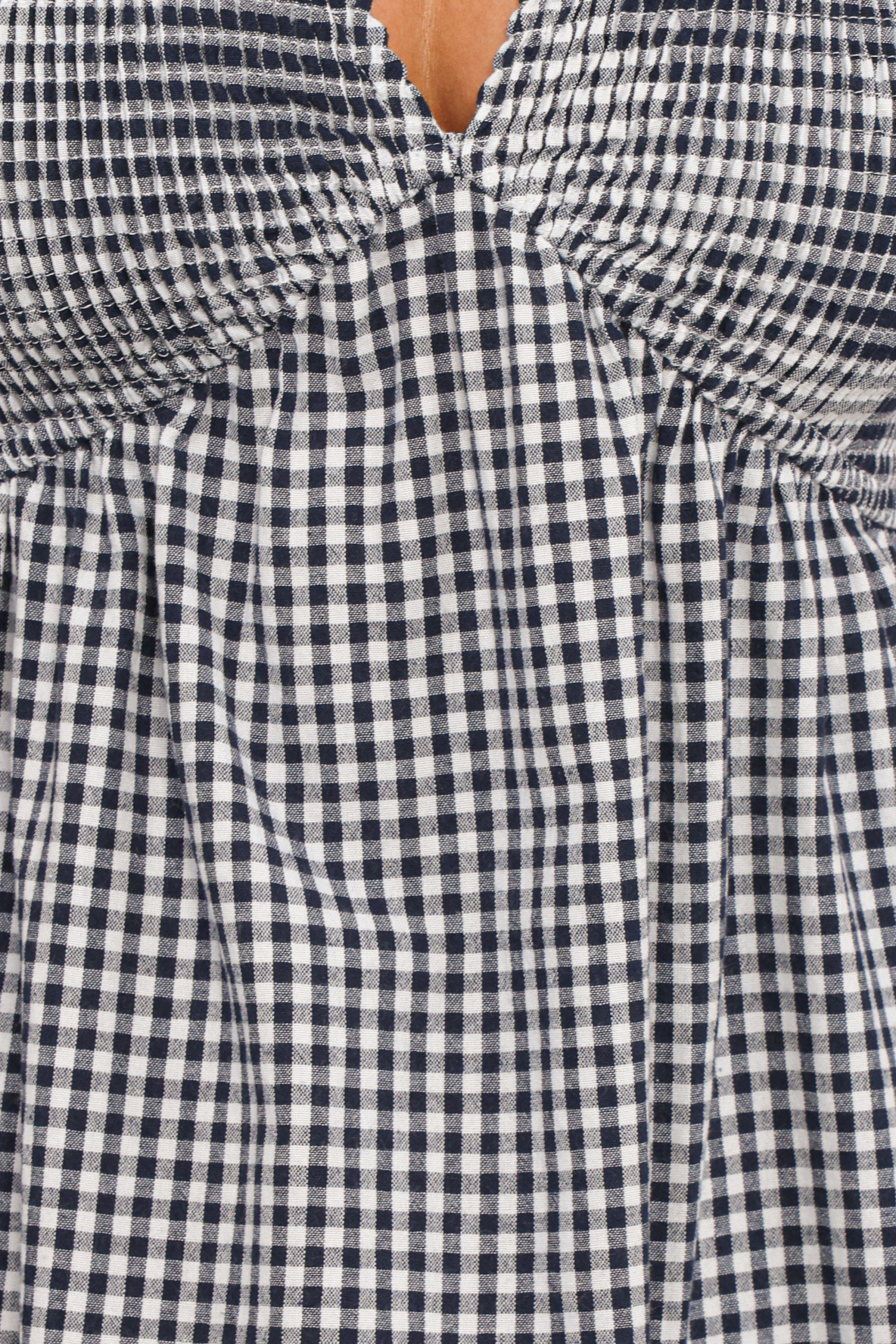 Petal and Pup USA DRESSES Ilyana Short Sleeve Maxi Dress - Navy Gingham