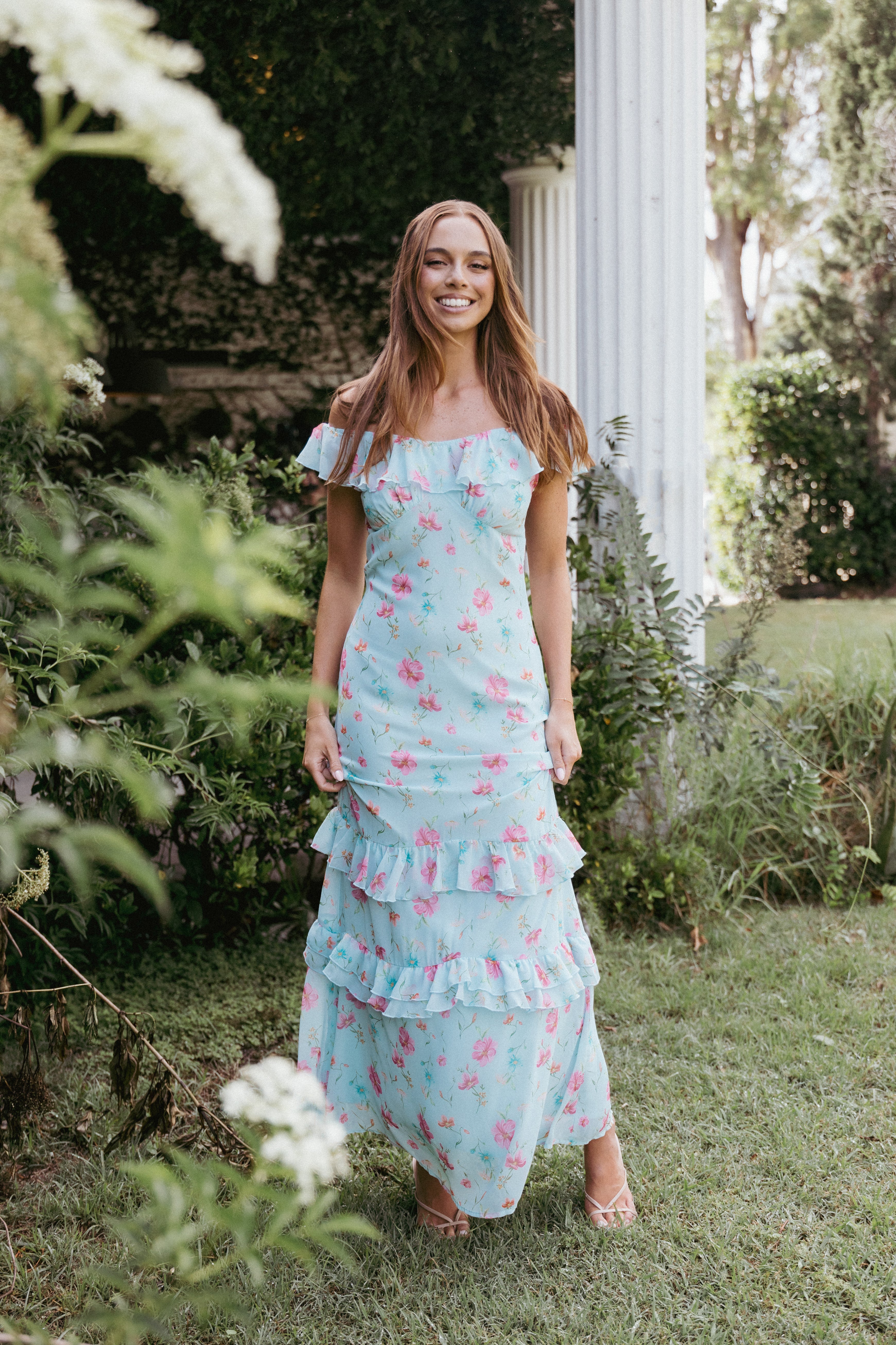 Petal and Pup USA DRESSES Irelynn Maxi Dress - Blue Floral (Hold for Rack)