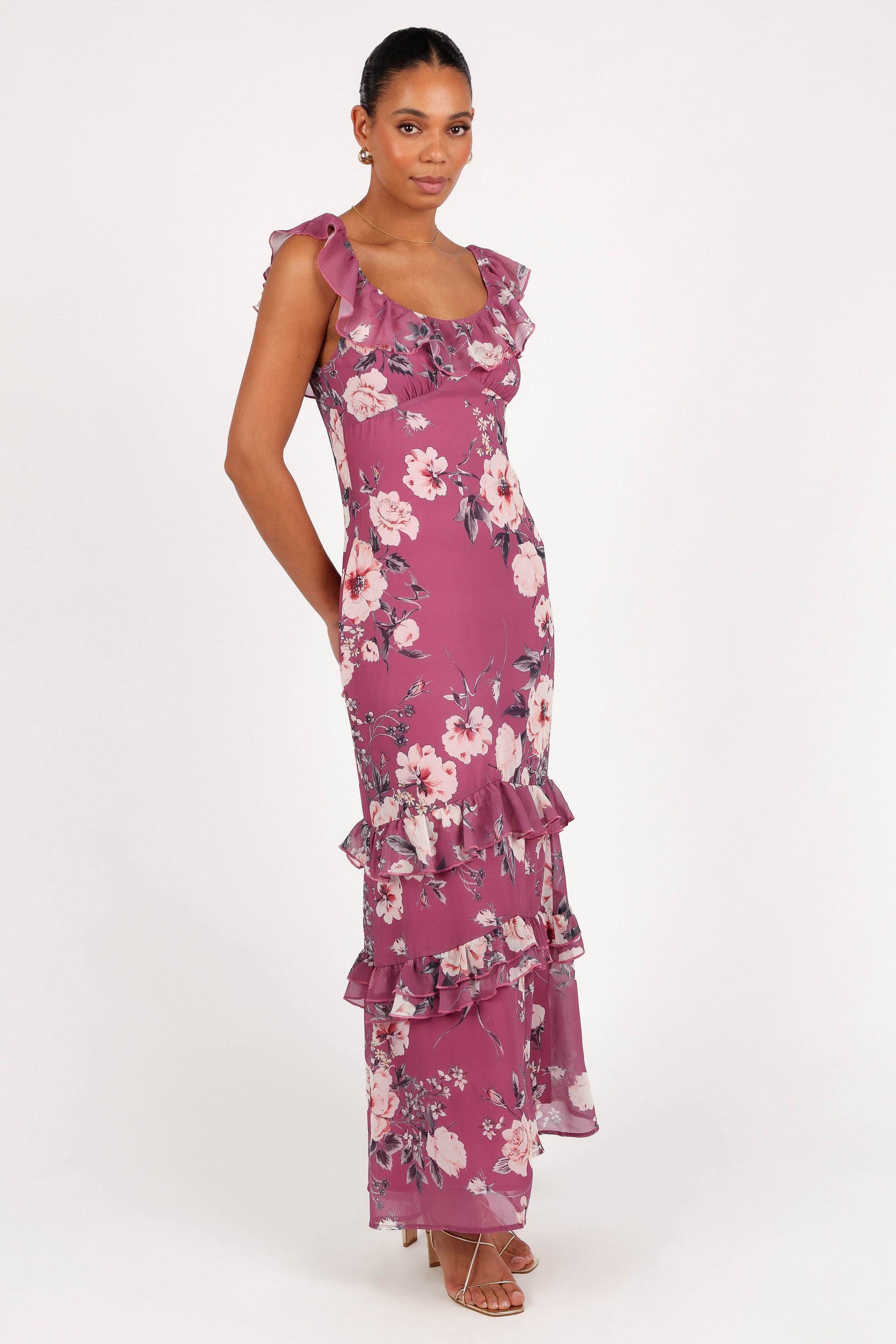 Petal and Pup USA DRESSES Irelynn Maxi Dress - Dark Rose Floral