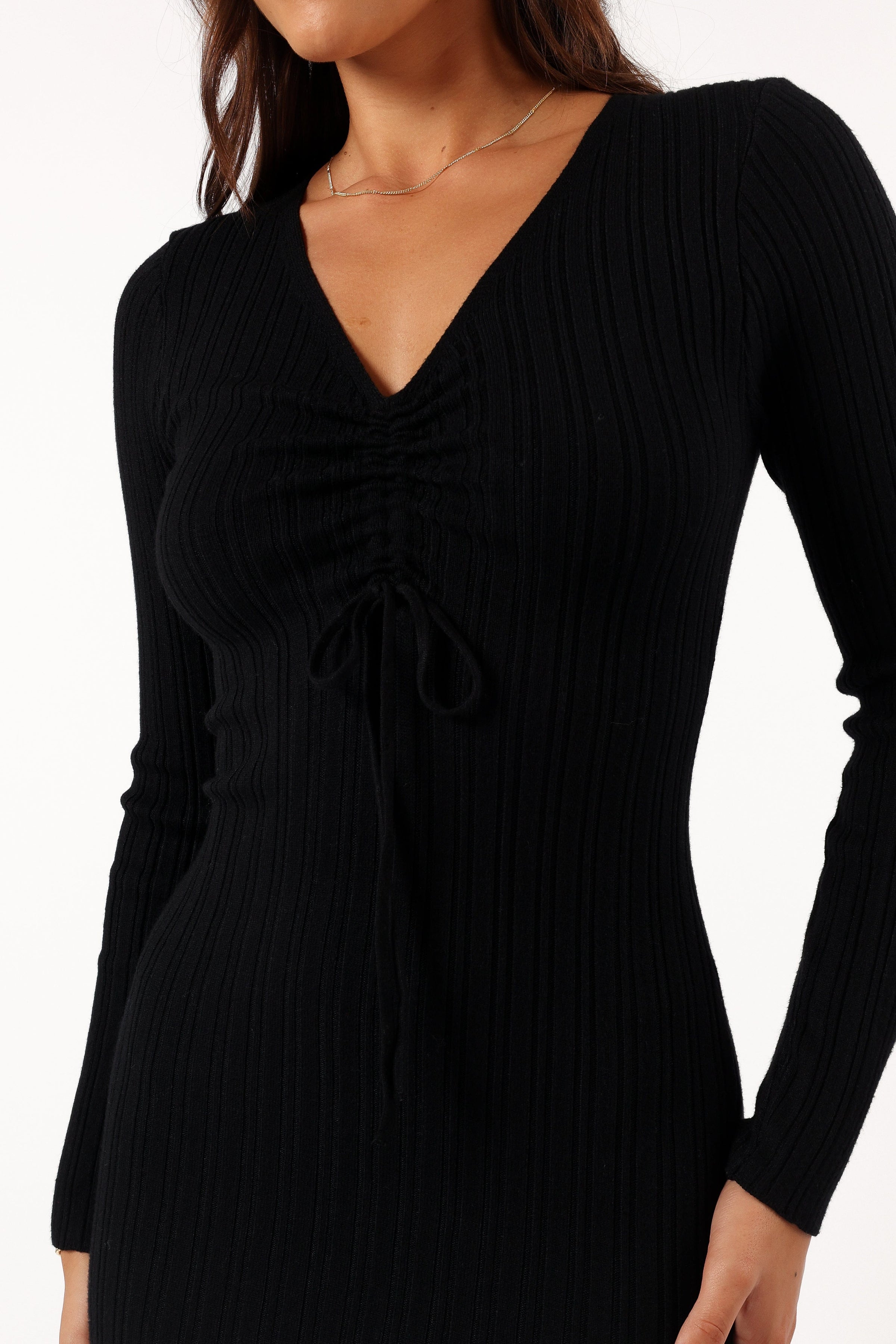 Petal and Pup USA DRESSES Irene Long Sleeve Midi Dress - Black